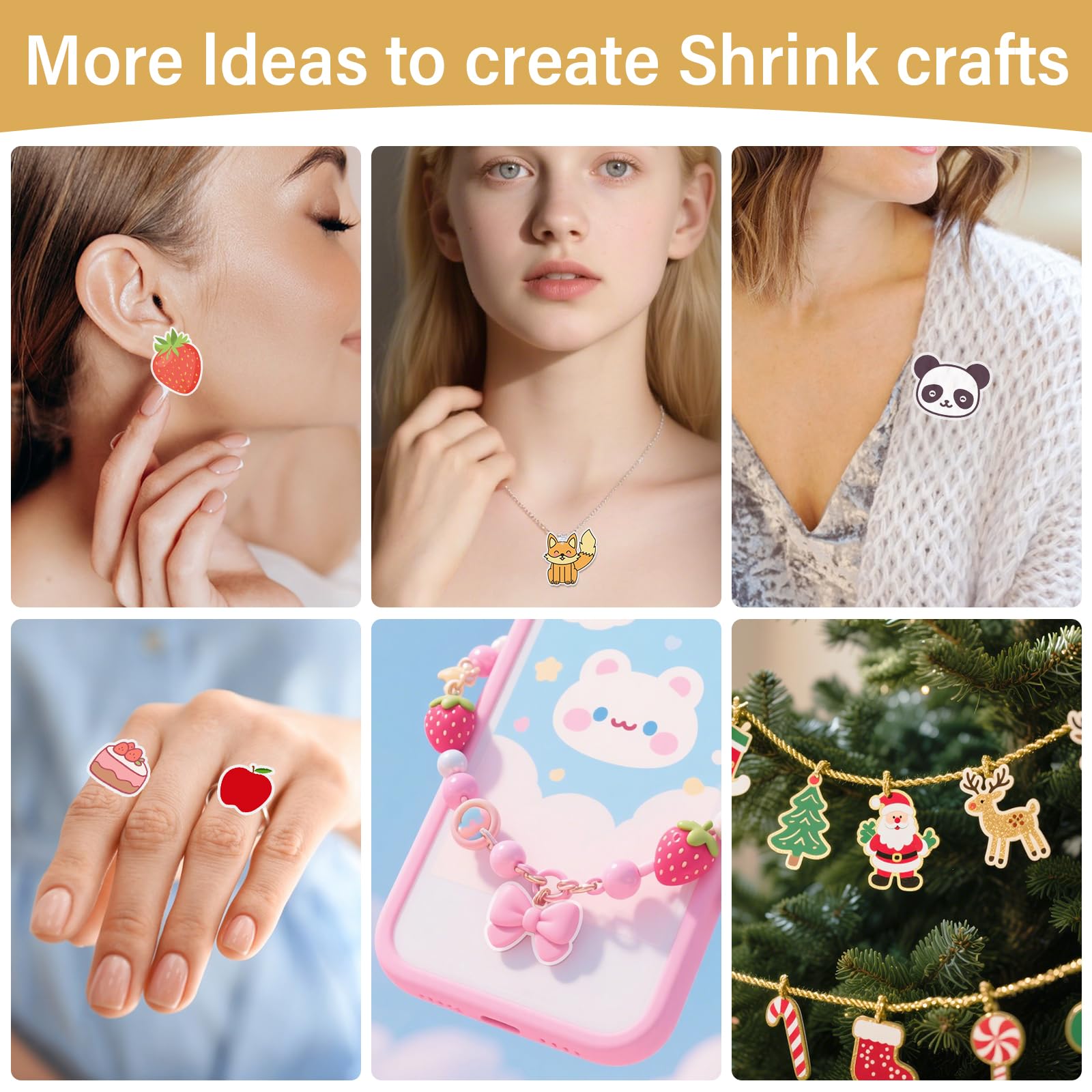 161 Pcs Shrink Paper Keychain Kit,with 30 Pcs Shrinky Plastic Sheets 7.9"x5.7",Hole Punch,Lobster Clasps,Jump Rings DIY Crafts for Adults and Teens