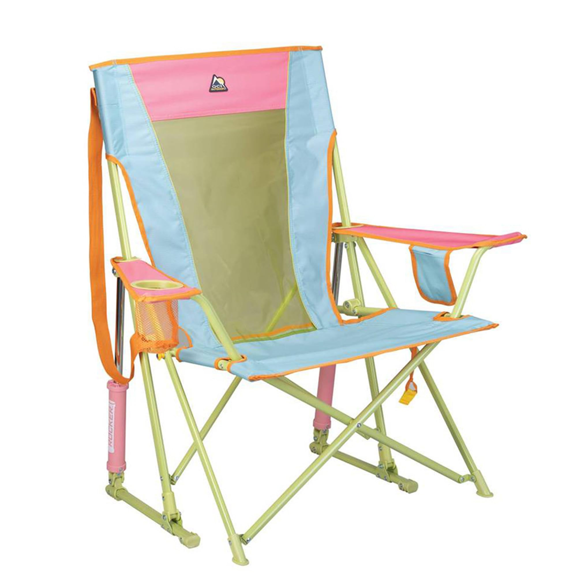 GCI Outdoor Comfort Pro Rocker Camping Chair | Portable Folding Rocking Chair with Durable Armrests & Drink Holder - Sweet Tea