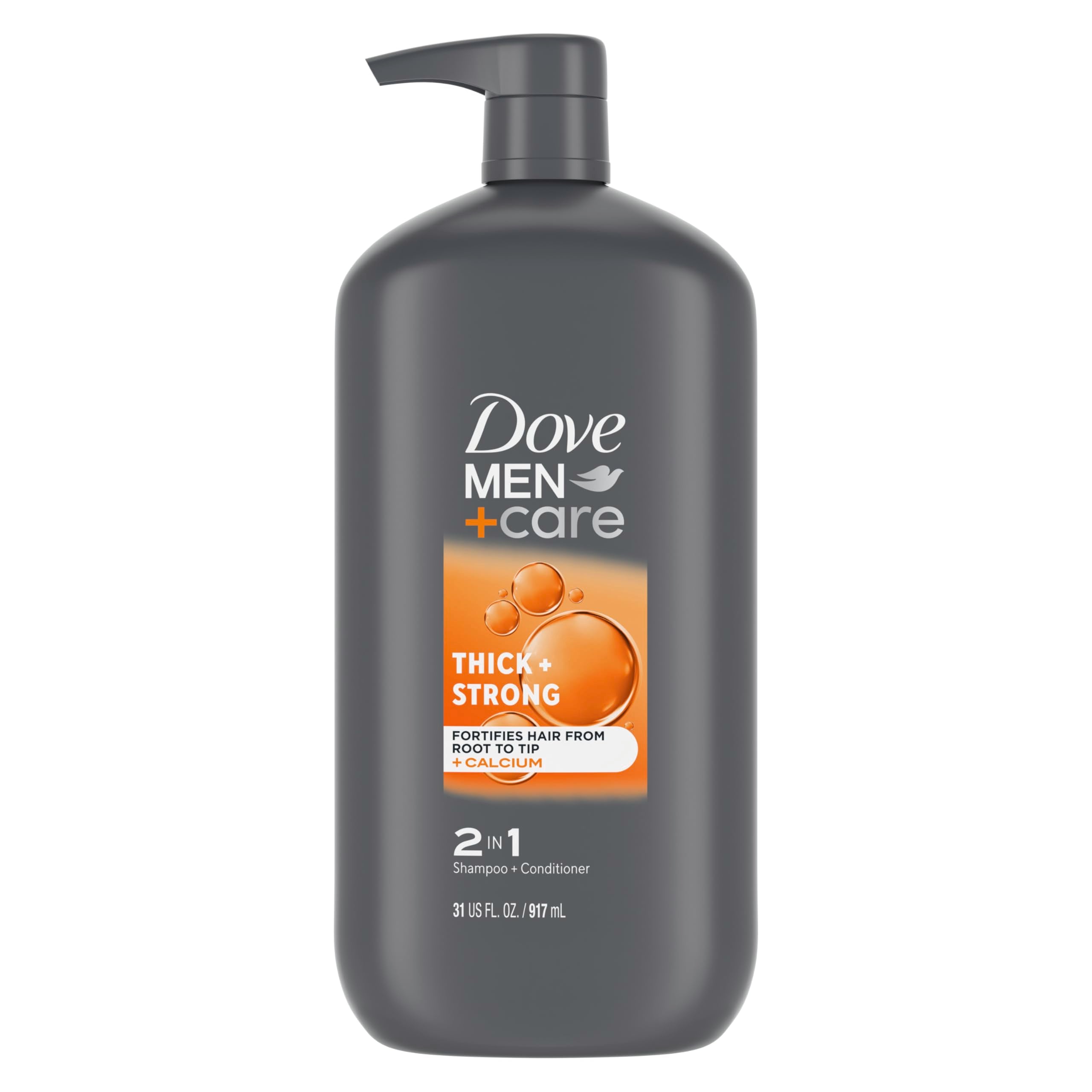 Dove Men+Care 2-in-1 Shampoo + Spülung Kräftigend für Dichteres Haar von der Wurzel bis zur Spitze, mit Kalzium, 917 ml