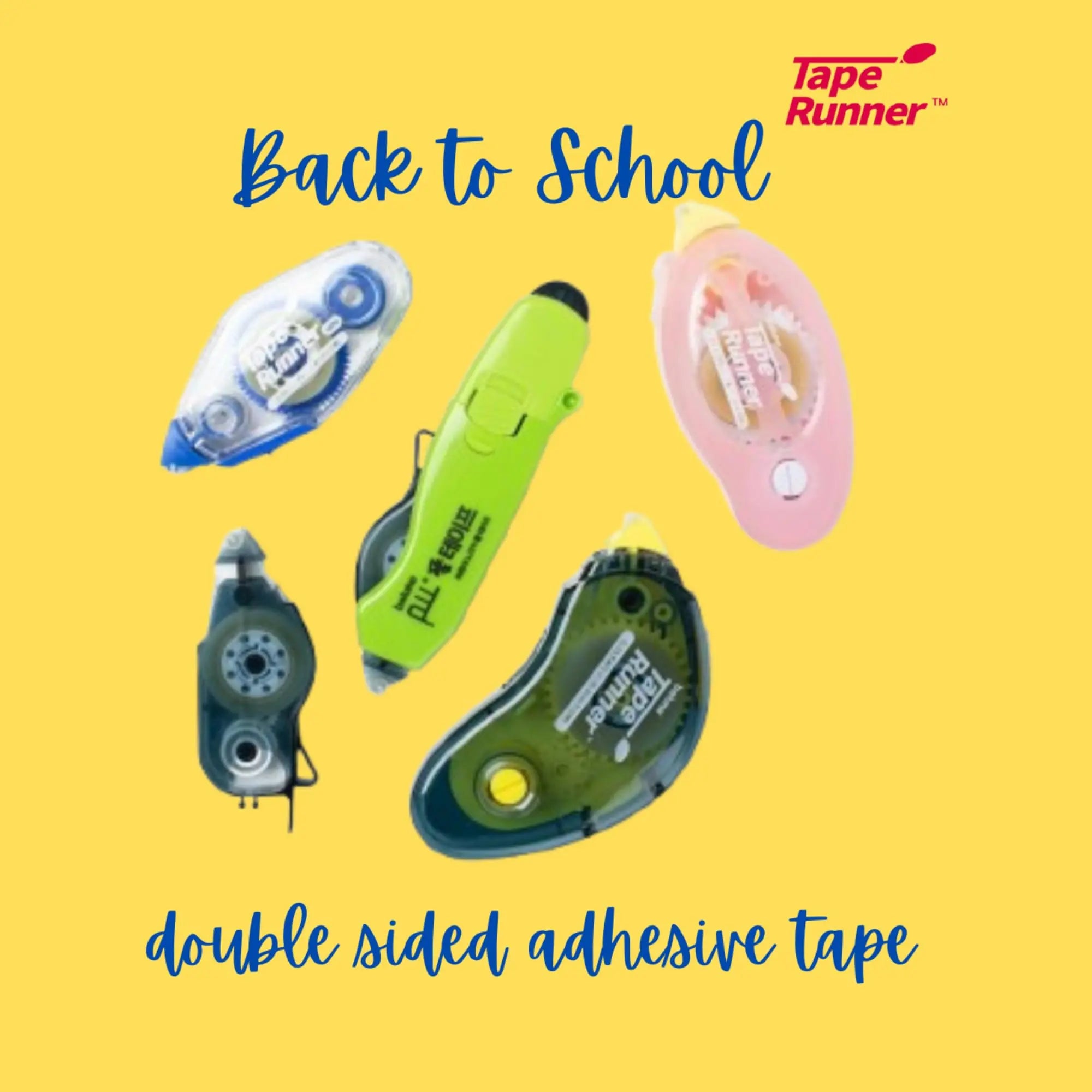 Tape Runner - Double Sided Adhesive with Dispenser Roller Included - Acid Free, Sticky, Transparent - Ideal for Scrapbooking, Crafts & More - Retractable (315 inches per Cartridge), 5 Cartridges