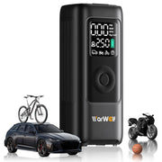 WARWOLF 160PSI Tire Inflator Portable Air Compressor - 48LPM Fast Air Pump for Car Tires: SUV, Light Truck, Motorcycle, Bike, 10000mAh with Auto Shut-Off, Digital Gauge, 12V Car Adapter, LED Light