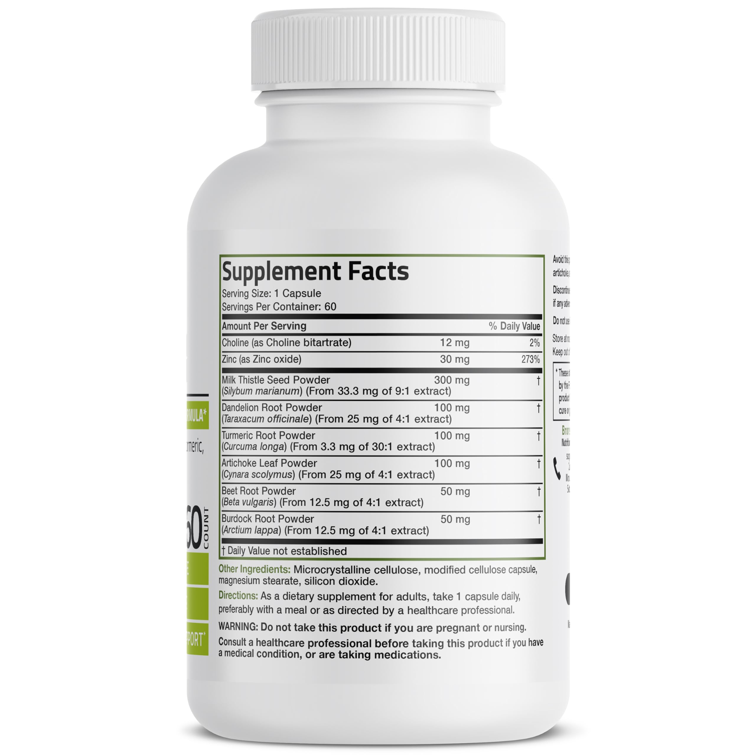 Bronson Liver Detox Advanced Detox & Cleansing Formula Supports Health Liver Function with Milk Thistle, Dandelion Root, Turmeric, Artichoke Leaf & More, Non-GMO, 60 Vegetarian Capsules