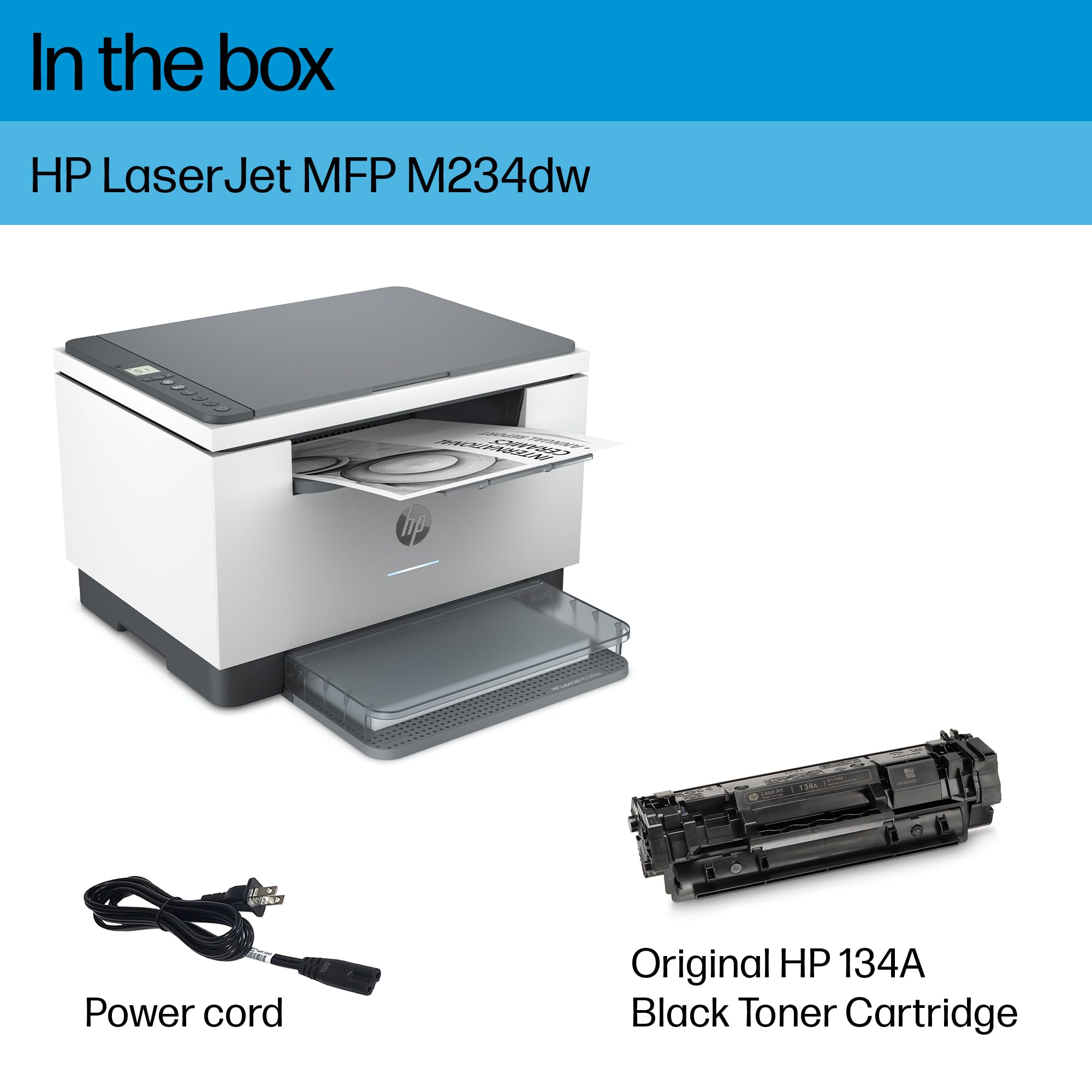 HP LaserJet MFP M234dw Wireless Printer, Print, scan, copy, Fast speeds, Easy setup, Mobile printing, Best-for-small teams, Instant Ink eligible