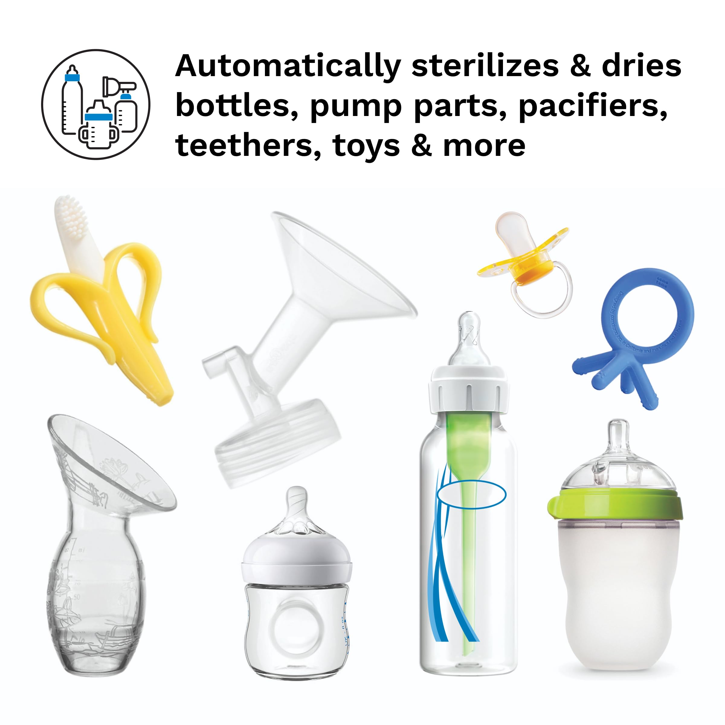 Baby Brezza Baby Bottle Sterilizer and Dryer Machine – Electric Steam Sterilization - Universal Fit - Pacifiers, Glass, Plastic, and Newborn Feeding Bottles