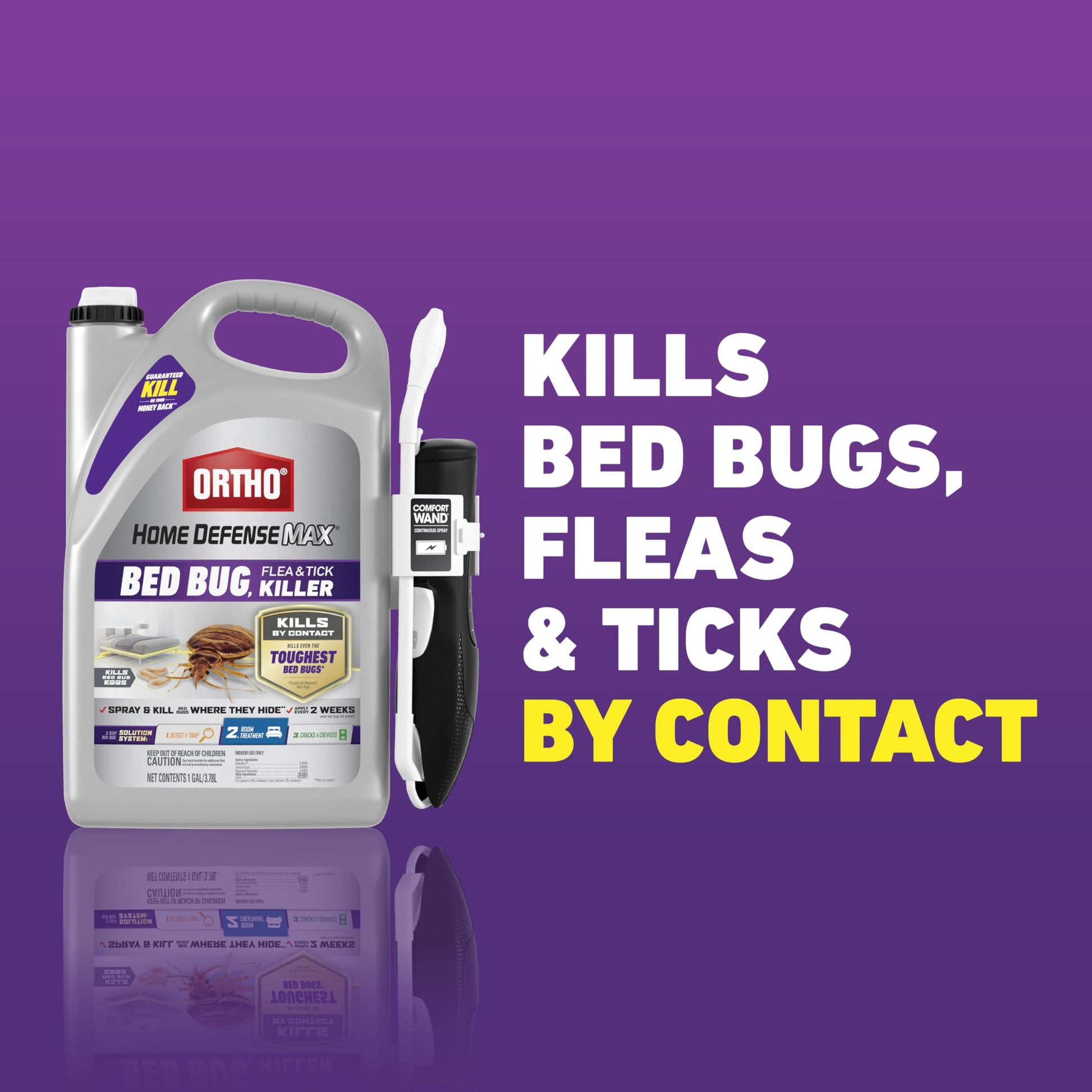Ortho Home Defense Max Bed Bug, Flea and Tick Killer with Comfort Wand, Bed Bug Spray, Kills Bed Bug Eggs, Fleas and Ticks, 1 gal.