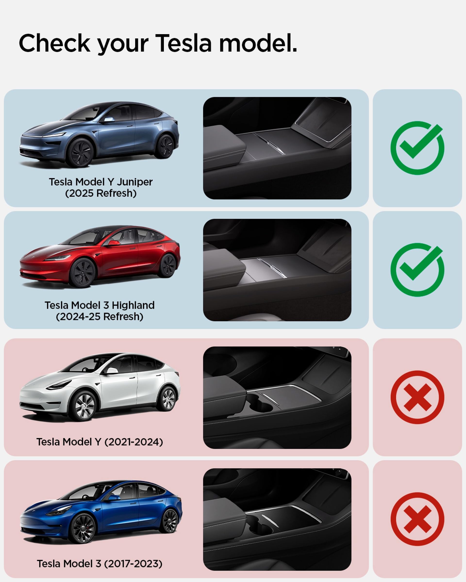 Spigen Armrest Console Organizer for Tesla Model Y Juniper (2025/26) & Model 3 Highland (2024/25)