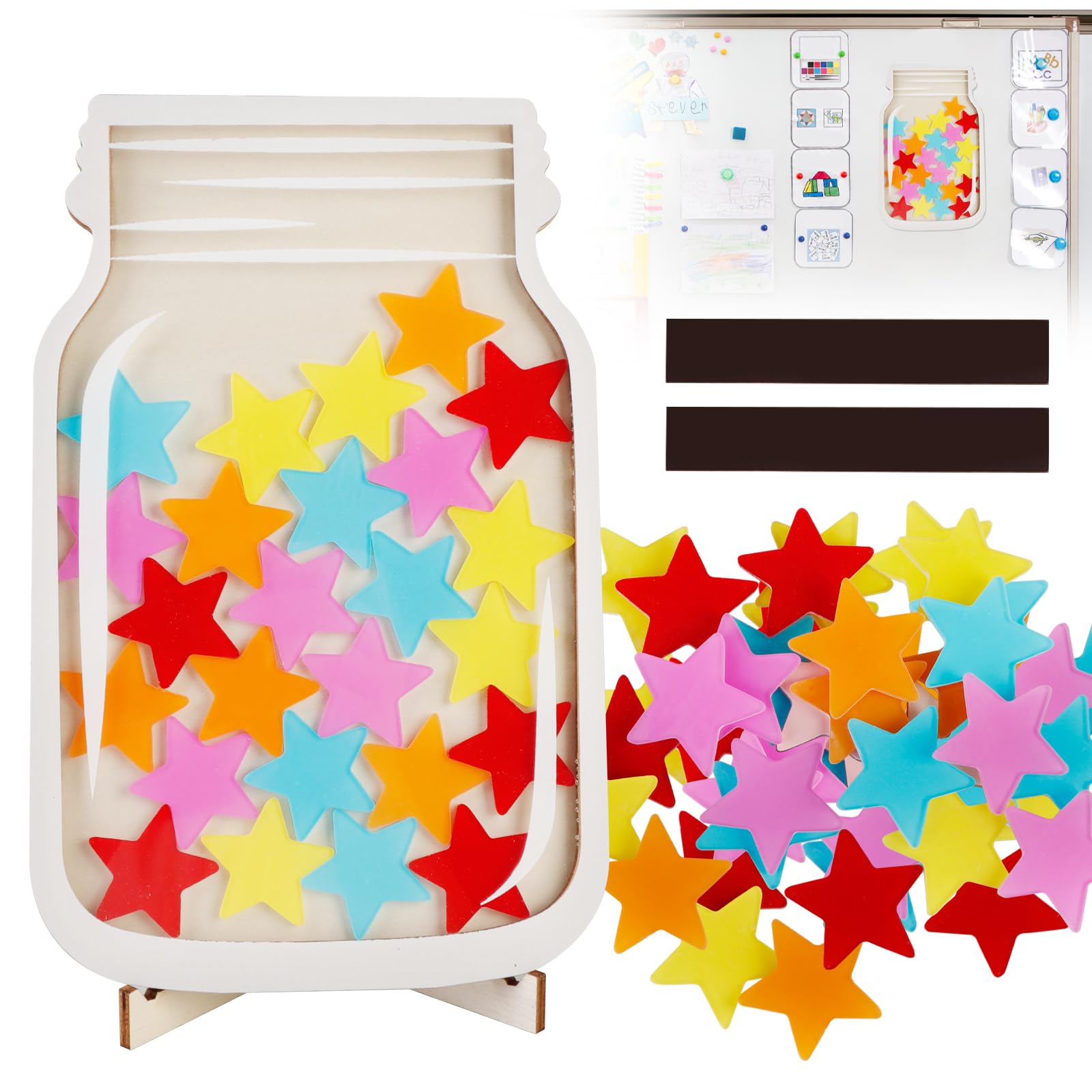 Generic Magnetic Reward Jar, Classroom Reward Jar for Kids, Personalized Stars Reward Jar for Students Kids Behavior, Magnetic Reward Chart for Classroom Board Home, M25-JLG