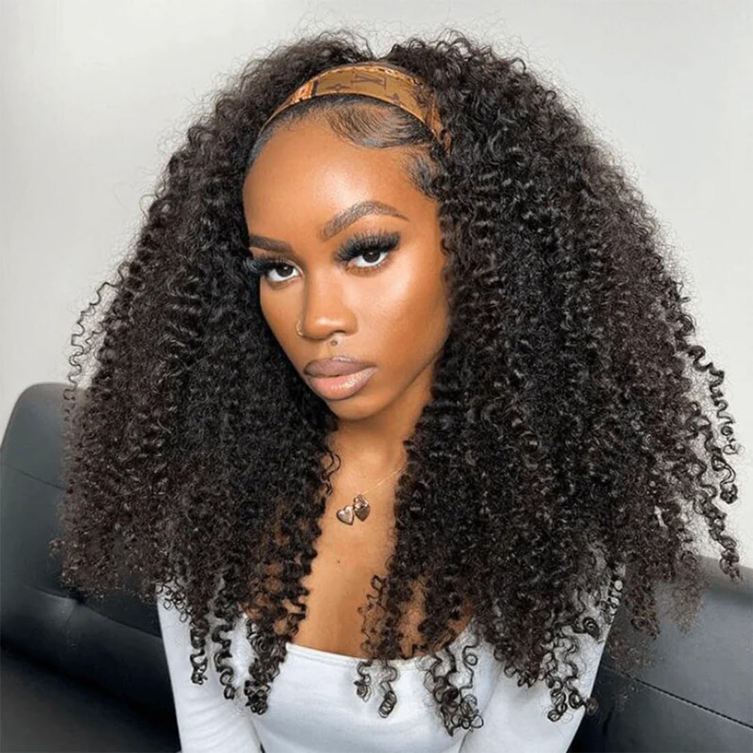 ISEE Half Wig Human Hair Glueless Wigs Upgrade 3 IN 1 Half Wig With Drawstring Seamless Clip Ins Flip Over Kinky Curly Human Hair No Glue No Lace For Women 180% Density 18 Inch