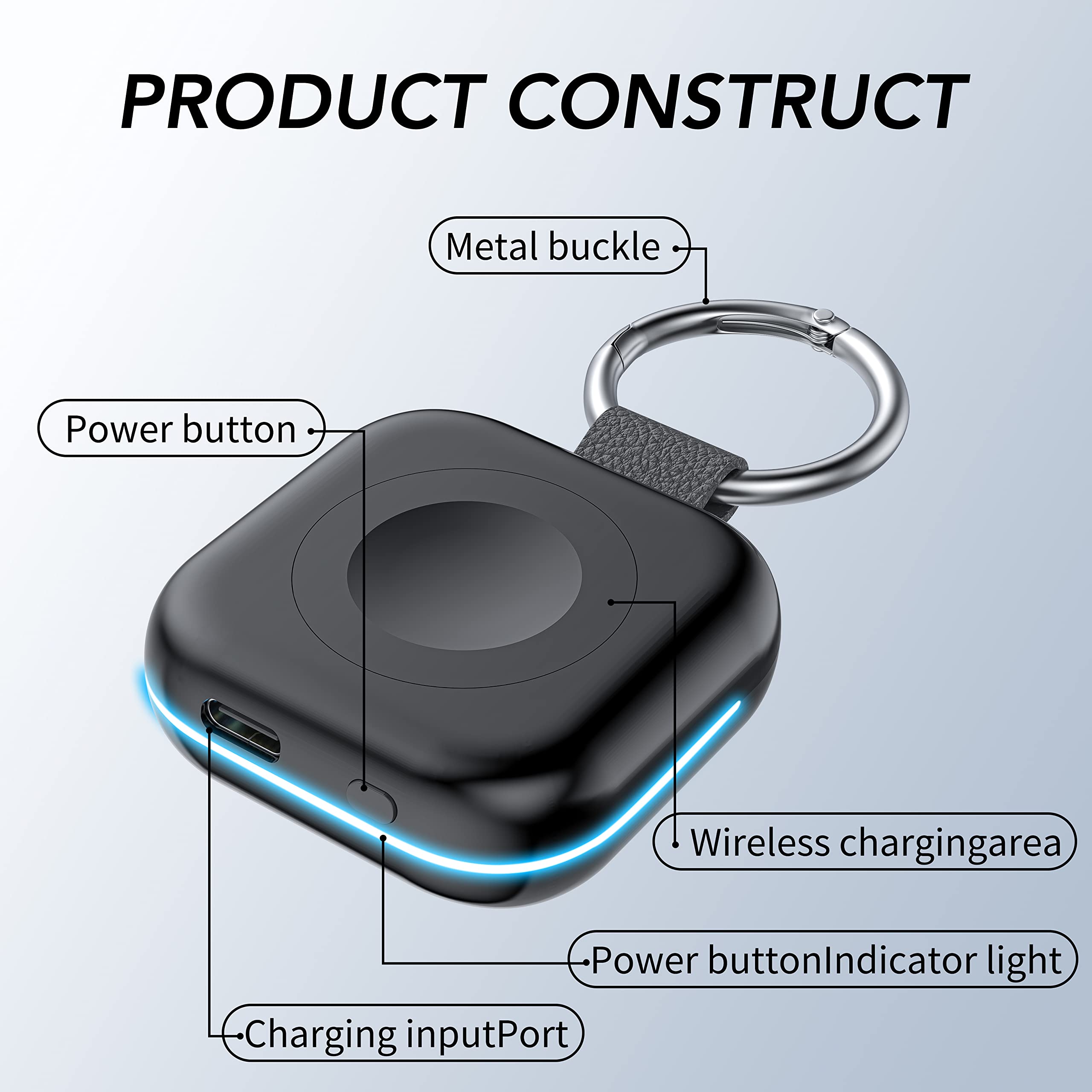 HUOTO Portable Charger for Apple Watch,Wireless Magnetic iWatch Charger 1200mAh Power Bank Travel Keychain Accessories Smart Chargers for Apple Watch Series 10/9/8/7/6/SE/5/4/3/2/1/UItra/UItra 2