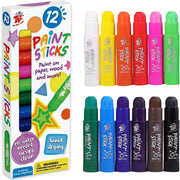 TBC The Best Crafts Paint Sticks,12 Classic Colors, Washable, Non-toxic, Tempera Paint Sticks for Kids and Students