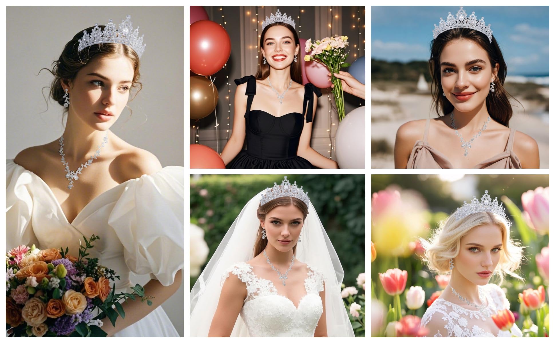 Kamirola - Queen Crown and Tiaras Princess Crown for Women and Girls Crystal Headbands for Bridal, Princess for Wedding and Party（01） (Silver)