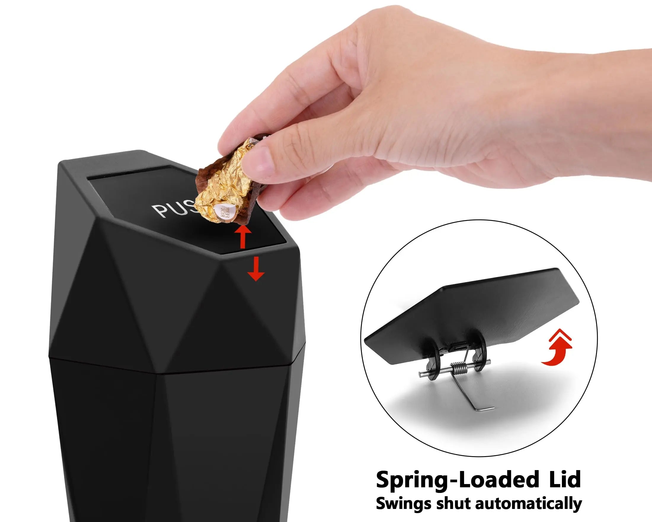 Ginsco Car Trash Can Cup Holder, 2 Pack Mini Trash Can with Lid, Car Accessories for Interior, Leakproof Small Trash Cup for Home with Additional 2 ABS Hooks and 90pcs Trash Bags Black