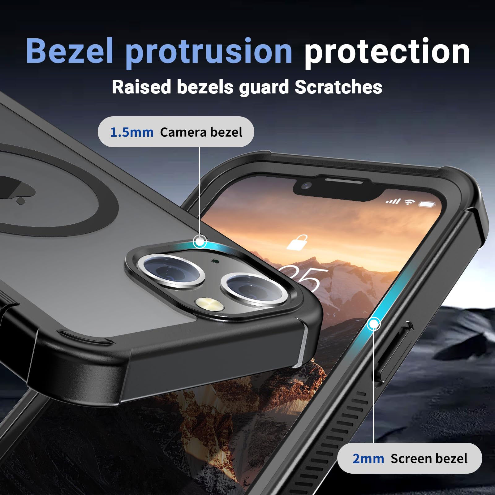 jaroco for iPhone 14 case, with [Compatible with MagSafe][Military Grade Drop Protection][Heavy Duty Protection][Non-Slip][Shockproof] with 2-Layer Durable Bumper Phone Case 6.1''-Black