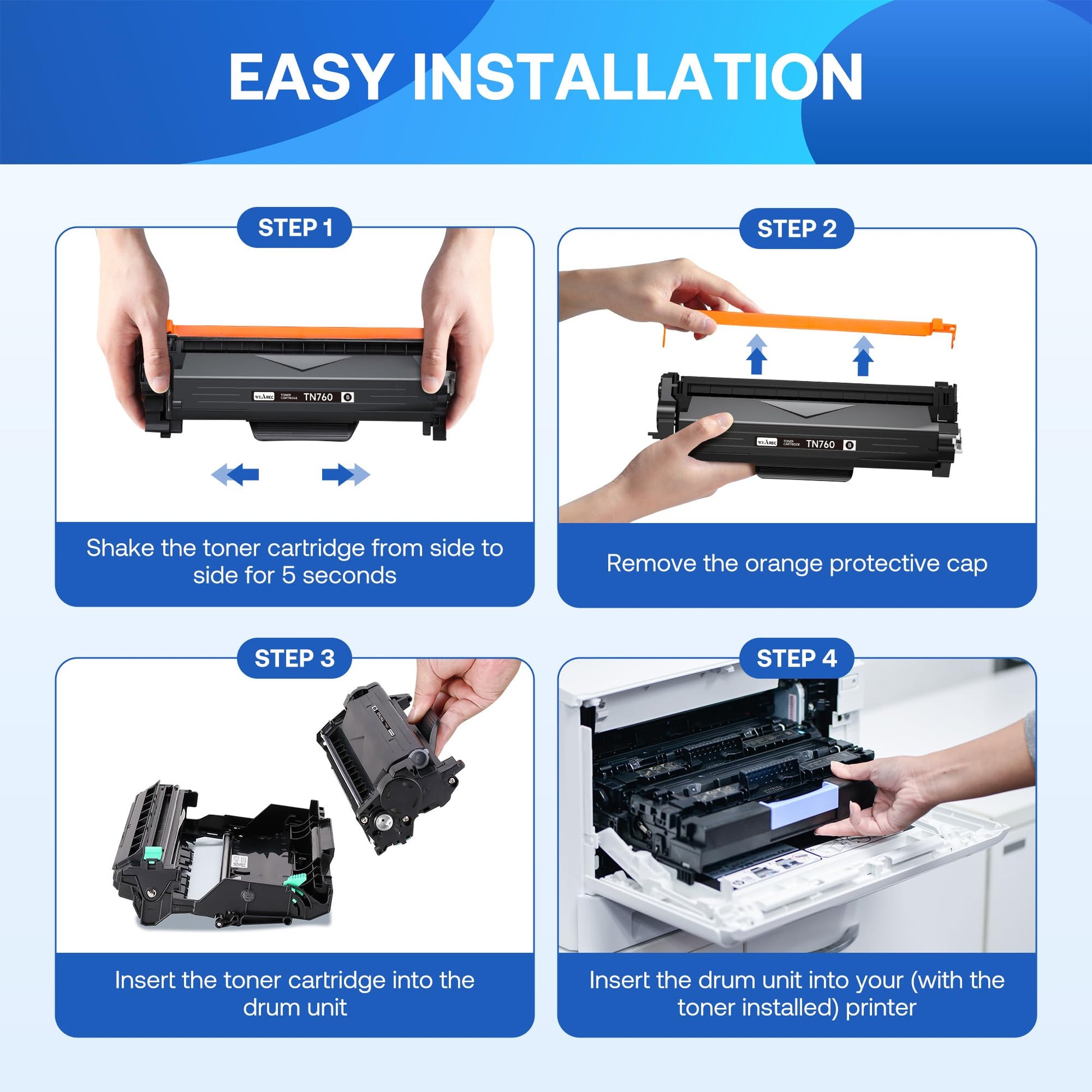 WEAREC TN760 Toner Cartridge and DR730 Drum Unit Replacement for Brother TN-760 TN730 DR730 DR 730 Work with DCP-L2550DW HL-L2350DW HL-L2390DW HL-L2395DW Printer (2 Toners, 1 Drum Unit, 3Pack)