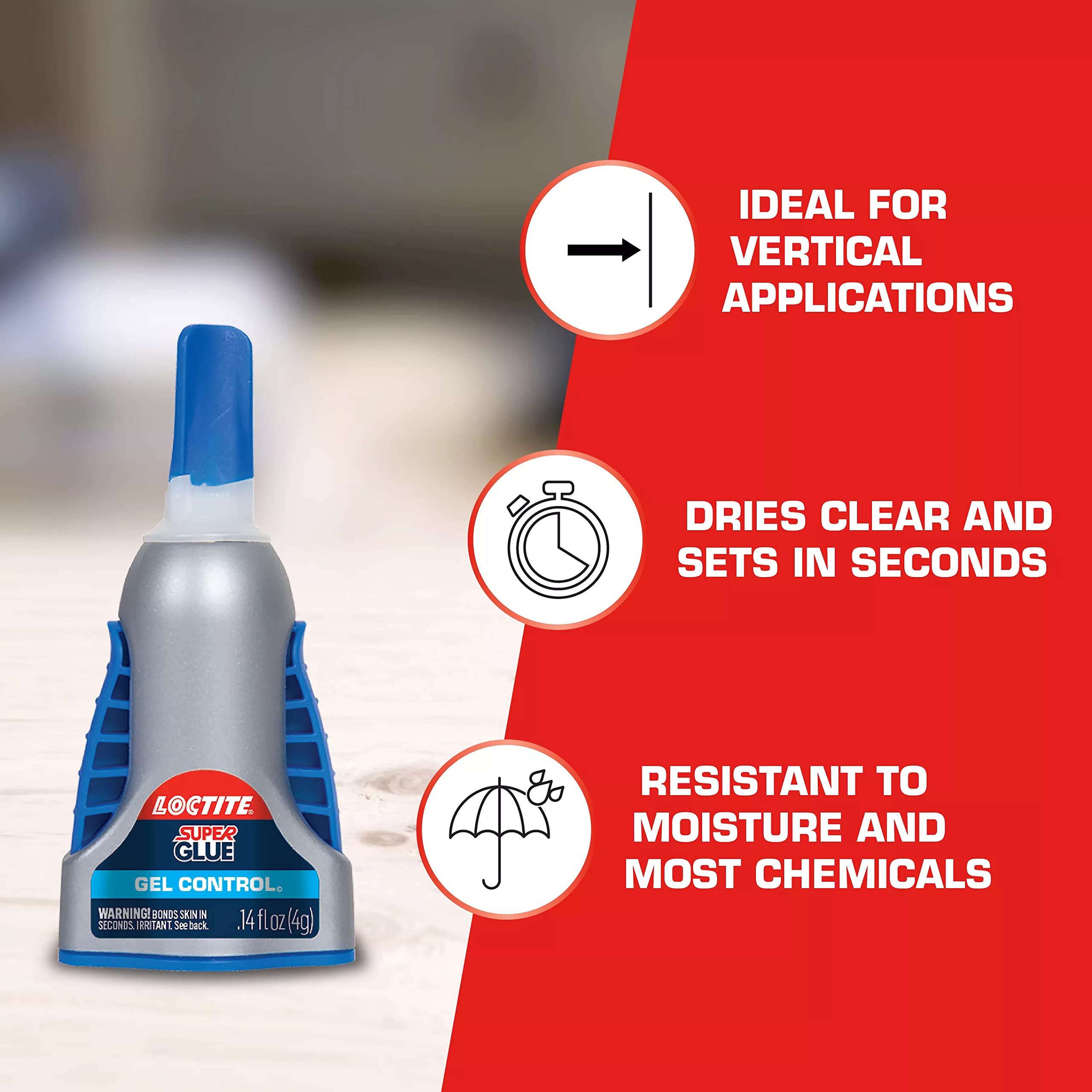 Loctite Super Glue Gel Control, Clear, 0.14 fl oz Bottle, 1 Pack - Superglue for Plastic, Wood, Metal, Crafts & Repair, Cyanoacrylate Adhesive Instant Glue, Quick Dry