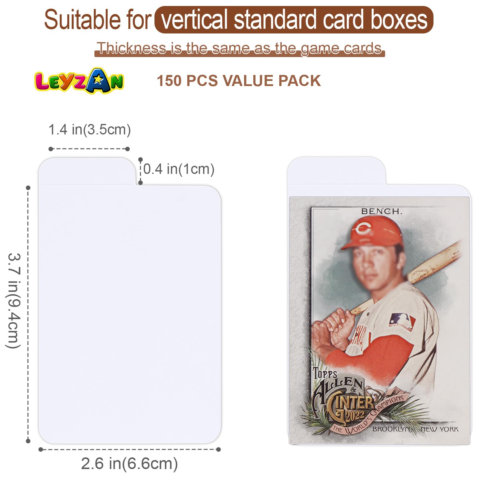 Trading Card Dividers, 150PCS Paper Divider Cards for Storage Boxes, Baseball/MTG/TCG/Sports/Game Cards Organizer, Standard Card-Vertical