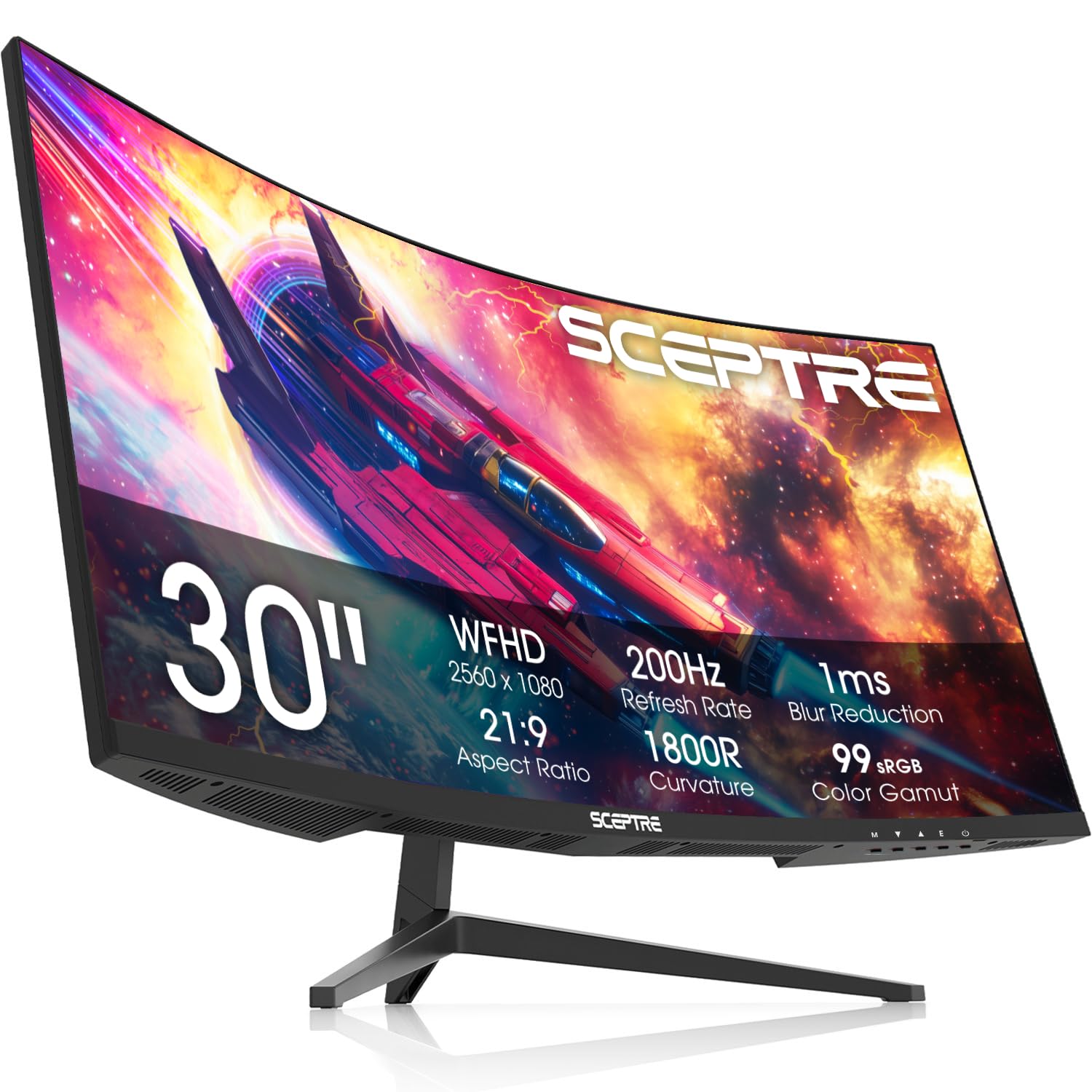 Sceptre New Curved 30-inch Gaming Monitor 200+Hz Build-in Speakers 2560 x 1080p HDMI x2 DP x2 Machine Black 2025