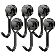 FINDMAG Magnetic Hooks, 30lbs+ Strong Magnetic Hooks for Cruise Cabins, Magnet Hooks Heavy Duty for Fridge, Swivel Swing Hooks for Kitchen, Grill, Garage, Cruise Ship Essentials 6 Pack (Black)
