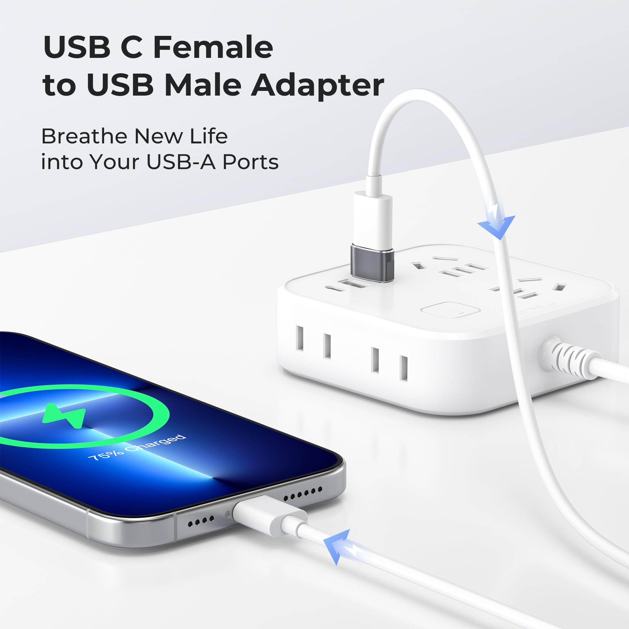 Basesailor for iPhone 17 16 USB to USB C Adapter Charger 2Pack,USBC Female to A Male OTG Type C Converter for Apple 15 14 Plus Max Watch Ultra iWatch S11 10 9 8,AirPods Pro 3,iPad Air 4 5,Car,S25 S24
