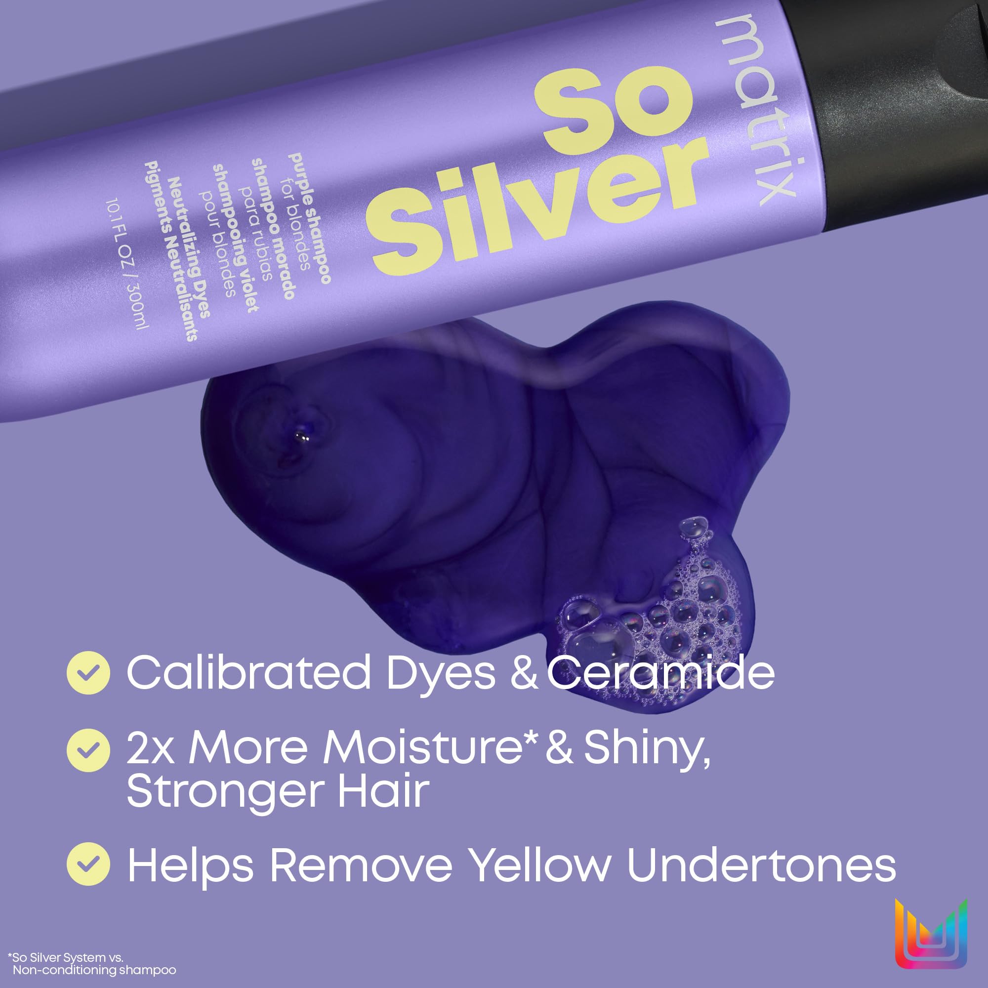 Matrix So Silver Purple Shampoo - Eliminates Brassiness, Restores Cool Blonde Color, With Color Depositing & Brightening Technology, Vegan, 10.1 Fl. Oz.