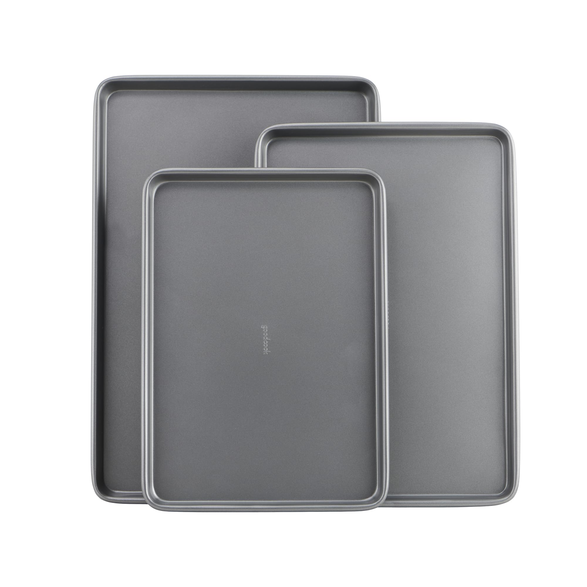 GoodCook Everyday Nonstick Carbon Steel Baking Sheet Set, 3 Pack - Small 13" x 9", Medium 15" x 10", Large 17" x 11" - Carbon Steel Cooking Pans, Cookie Sheet Bakeware Set