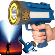 Star Patrol Mega-Bright Rechargeable Spotlight, AS-SEEN-ON-TV, Tactical & Emergency Flashlight, 10 Modes, Turbo Boost Up to 100%, Built-in Kickstand & Phone Charger, for Camping, Emergencies, Walking
