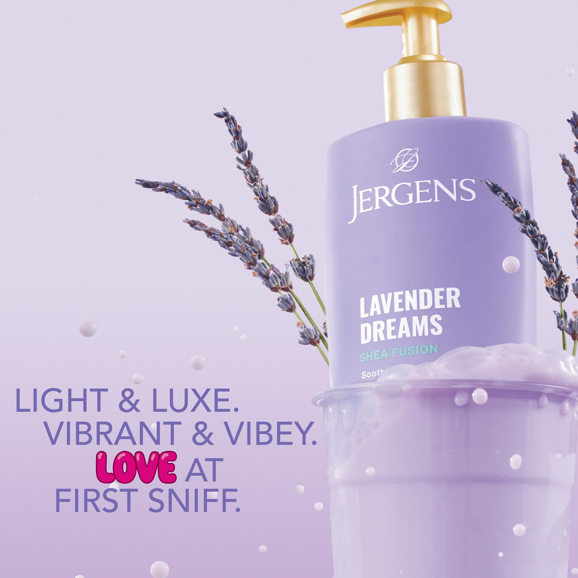 Jergens Shea Fusion Lavender Dreams Body Lotion, Moisturizer with Shea Butter & Vitamin E, 14 Fl Oz
