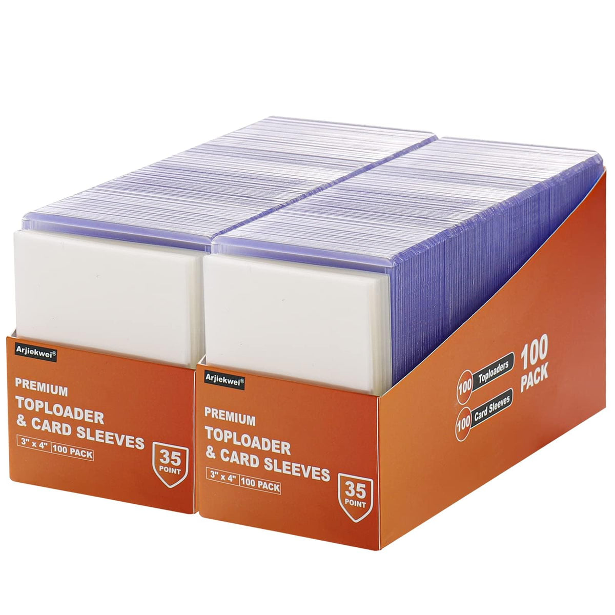 400 Kartenhüllen Toploader für Karten, Arjiekwei 3"X4" Baseball-Karten-Protektoren aus Hartplastik, Premium Toploader Kartenhalter für Sammelsport-Fußball-Spielkarten (200 Toploader + 200 Kartenhüllen)