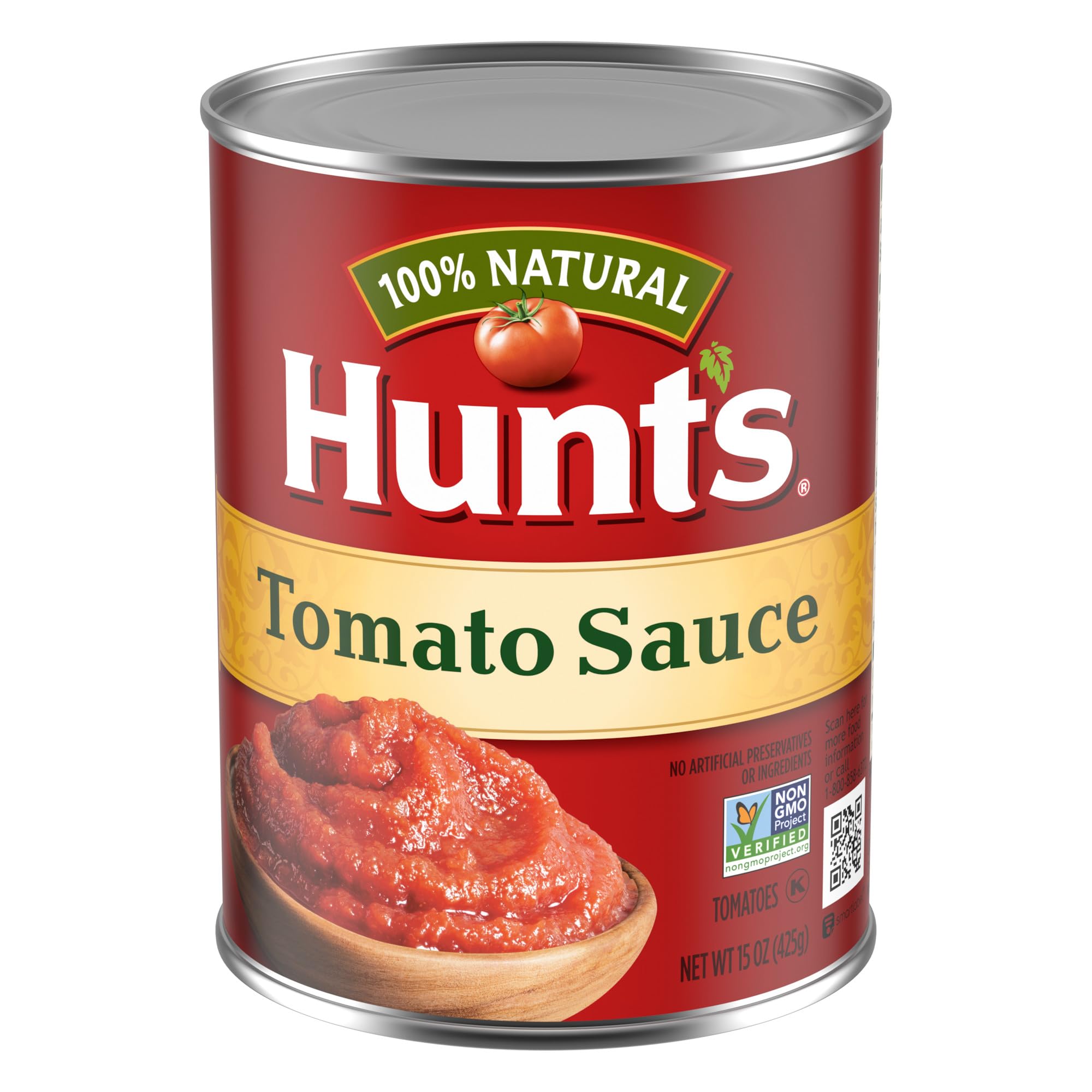 Hunt's 100% Natural Tomato Sauce, Canned Tomato Sauce, 15 Oz.