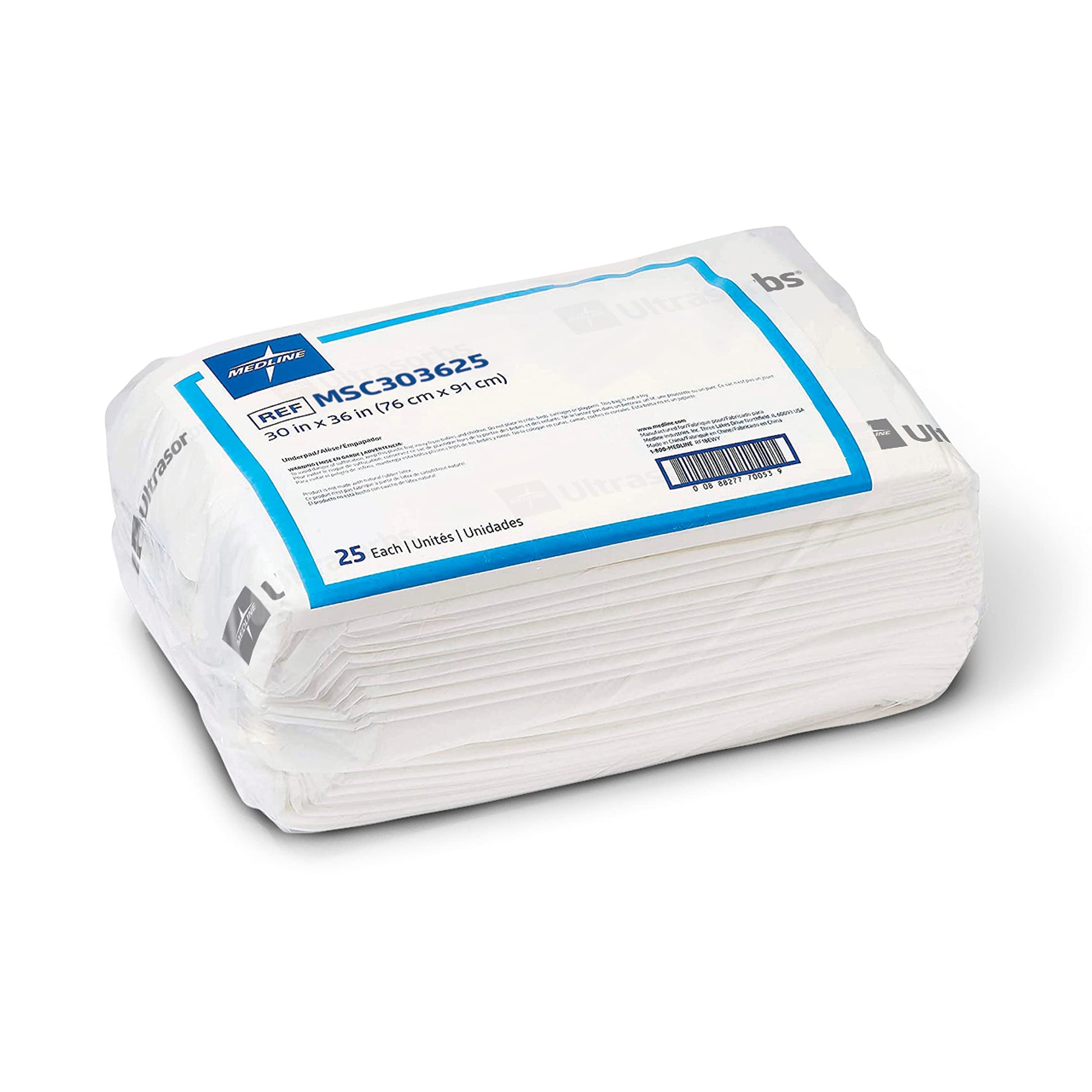 Medline Ultrasorbs Bed Pads Disposable Adult, Advanced+ Premium Ultra Thick, 30x36, 25 Count, Chucks Pads Disposable Adult, Heavy Duty Chux Pads, for Incontinence, Full Body Coverage