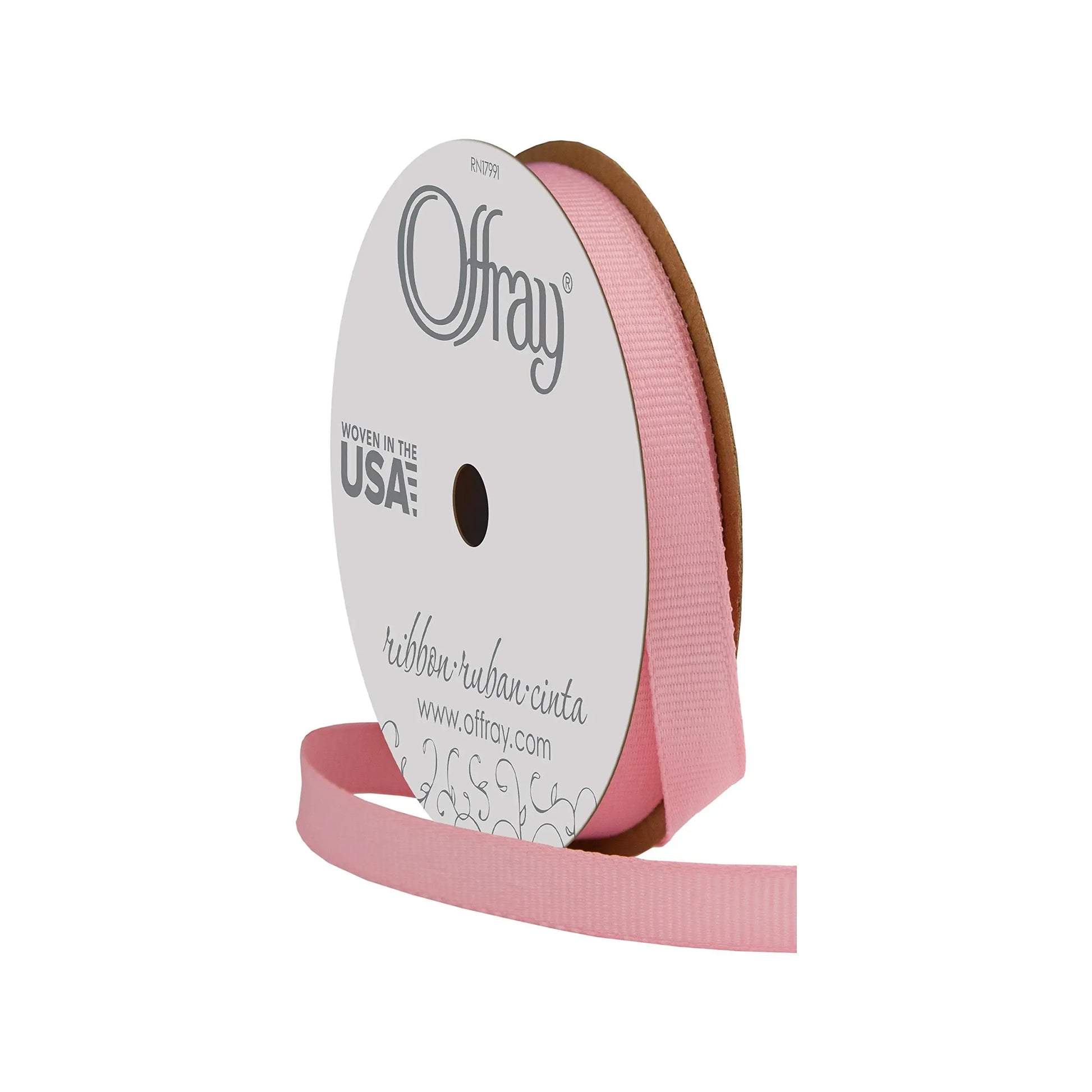 Offray 63033 3/8" Wide Grosgrain Ribbon, 3/8 Inch x 18 Feet, Pink