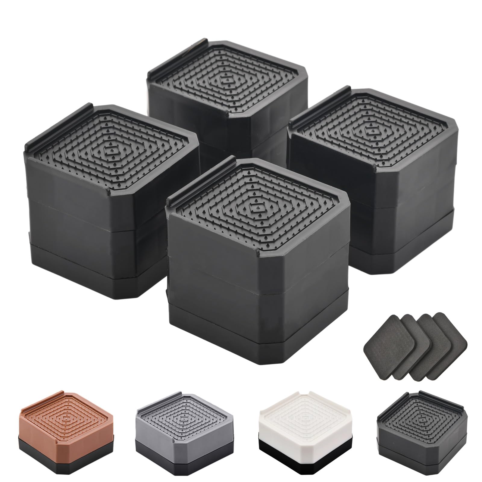 EclatBain Bed Risers Furniture Risers Heavy-Duty Rectangular Adjustable Block Lift to 3 inches and 4.3 inches Desk, Sofa, Chair Legs, Refrigerator, Washing Machine Support up to 4000 pounds