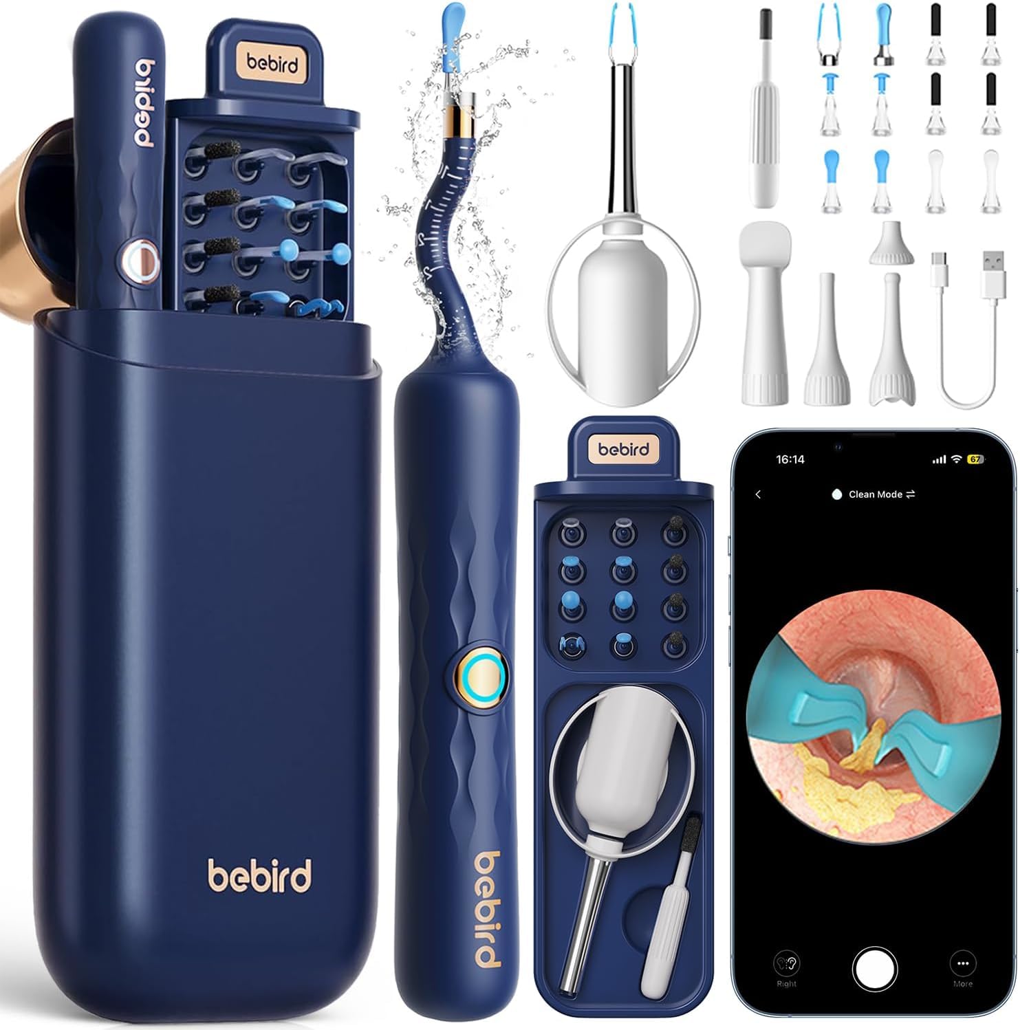 Bebird Earsight Plus D39R Ear Wax Removal Tool Camera, FSA HSA Eligible Items, Ear Cleaner with Flexible Ear Camera Otoscope, Visual Ear Pick Tweezers Wax Remover, Ear Cleaning Kit for Family