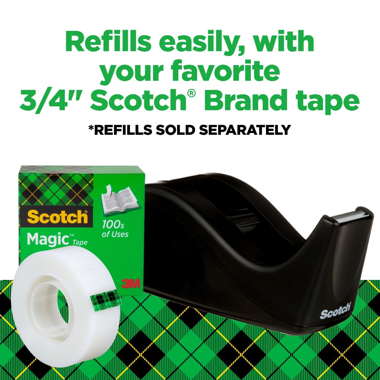 Scotch Desktop Tape Dispenser, Black Two-Tone, 1 Dispenser/Pack (C60-BK)