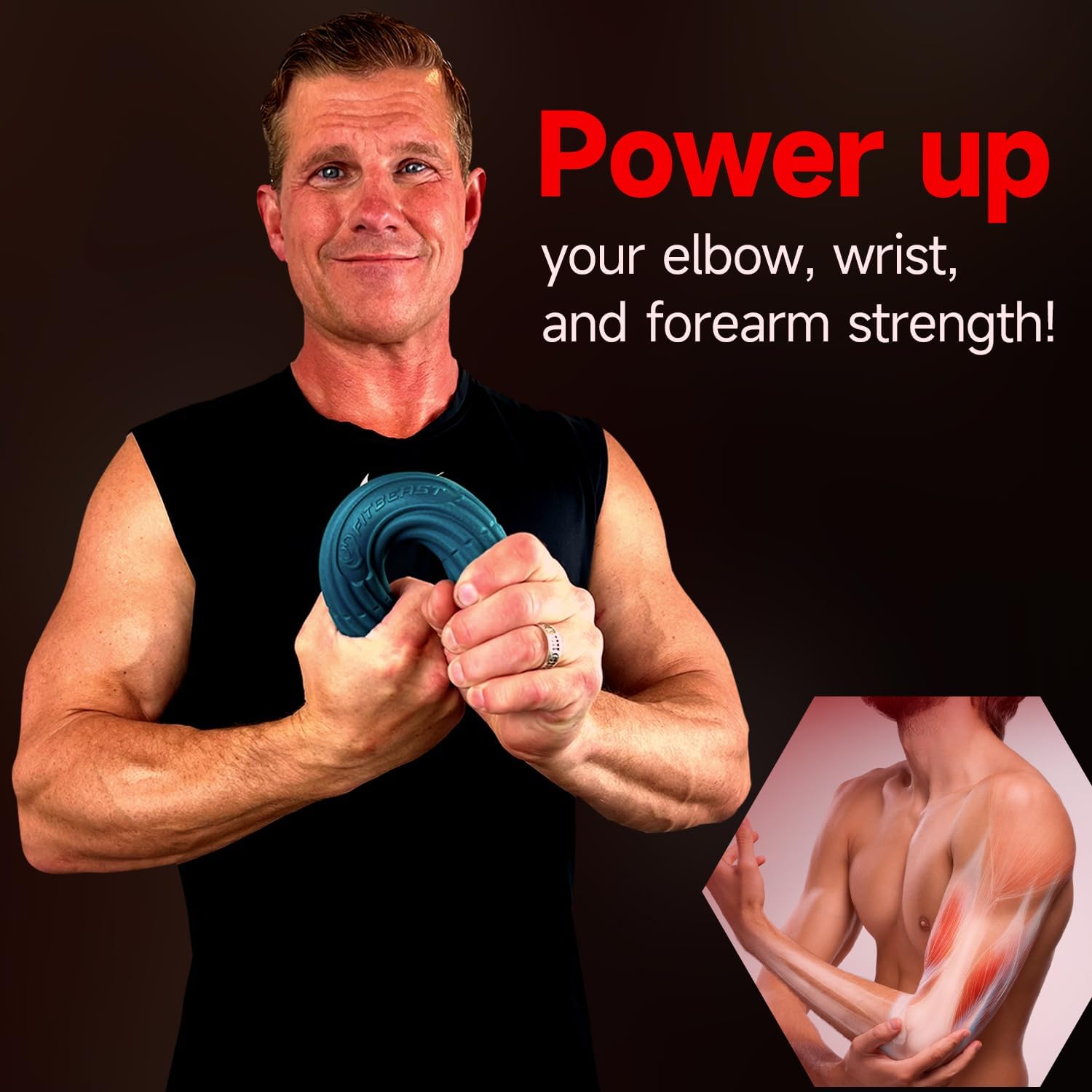 FitBeast Hand Exerciser Bars for Physical Therapy - Relieves Tendonitis Pain & Improve Grip Strength, Injury Recovery, Forearm (4 Piece Set - Yellow Green Blue Red)