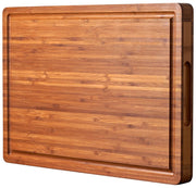 Bamboo Wood Cutting Board for Kitchen, 1" Thick Butcher Block, Cheese Charcuterie Board, with Side Handles and Juice Grooves, 16x11"