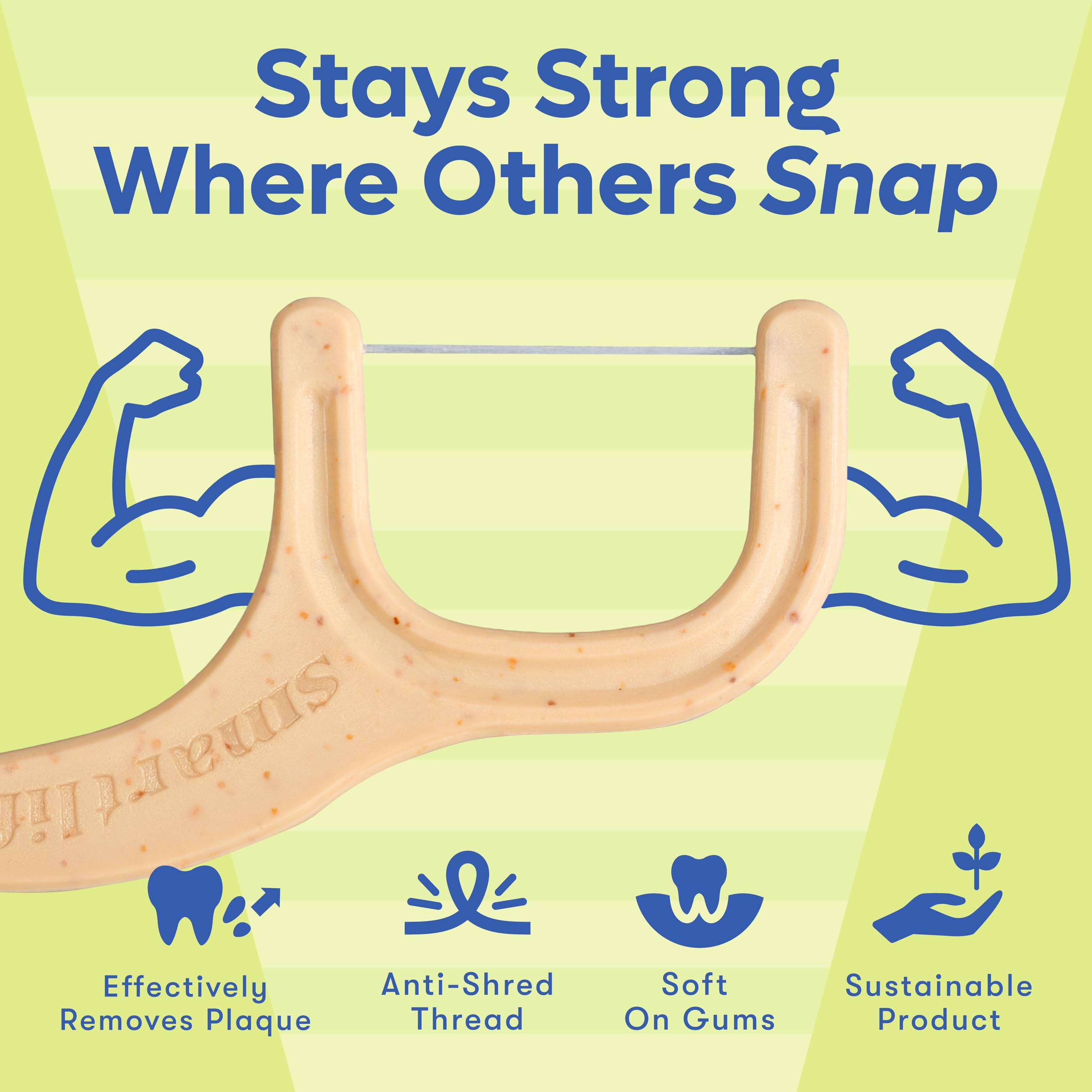 SmartLifeco Eco-Friendly Dental Floss Picks (200ct) - Flossers Made with Straw Wheat Blend, Superior Anti-Shred Thread for Tight Gaps, Tooth Pick Stick for Adults, Soft on Gum & Teeth, Vegan, Mint