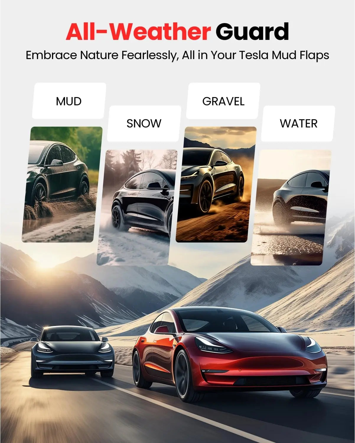 REEVAA 2025 Tesla New Model Y Juniper Accessories - Mud Flaps [Protect Paint, No Drilling Required] All-Weather Mud Guard Body Kits for Model Y Juniper 2025-2026, Black (Set of 4)