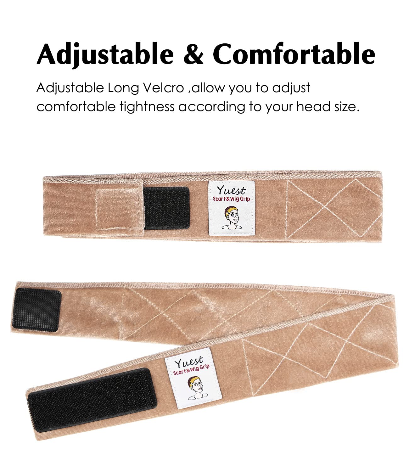 Yuest 2 Pack Wig Grip Band - Velvet Wig Grips Adjustable Headband Stay Put No Slip Edge Saver