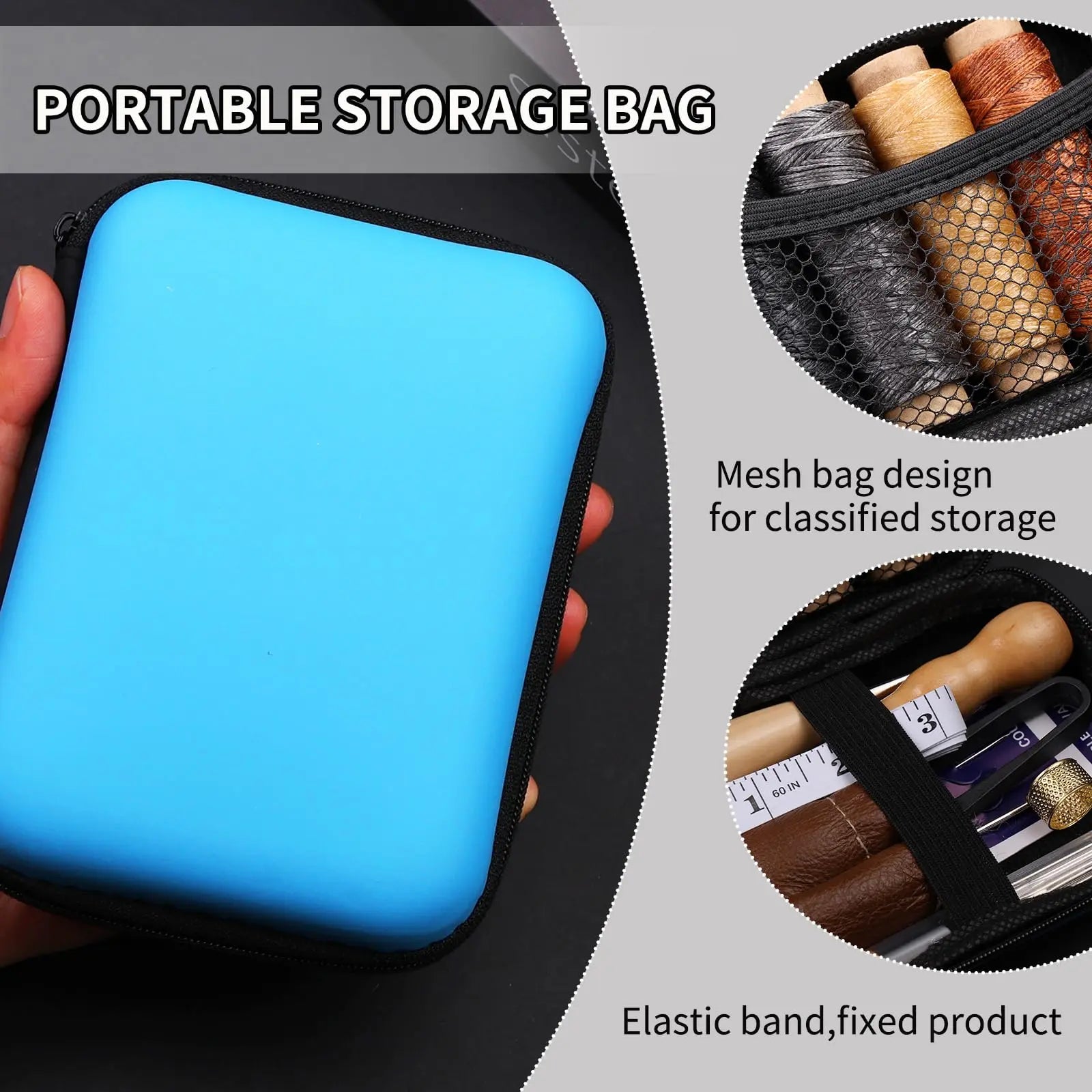 MORFEN Leather Sewing Kit, Leather Stitching Kit with Sewing Awl, Needles, Waxed Thread, Upholstery Repair Kit, Heavy Duty Sewing Tools for Hand Stitching Car Seats, Sofa, Carpets, Shoes, DIY Craft