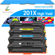 TRUE IMAGE 201X M277dw Toner Cartridge 4 Pack High Yield Compatible for HP 201X 201A M252dw CF400X Color Laserjet Pro MFP M277dw M277c6 CF401X CF402X CF403X Printer Black/Cyan/Yellow/Magenta