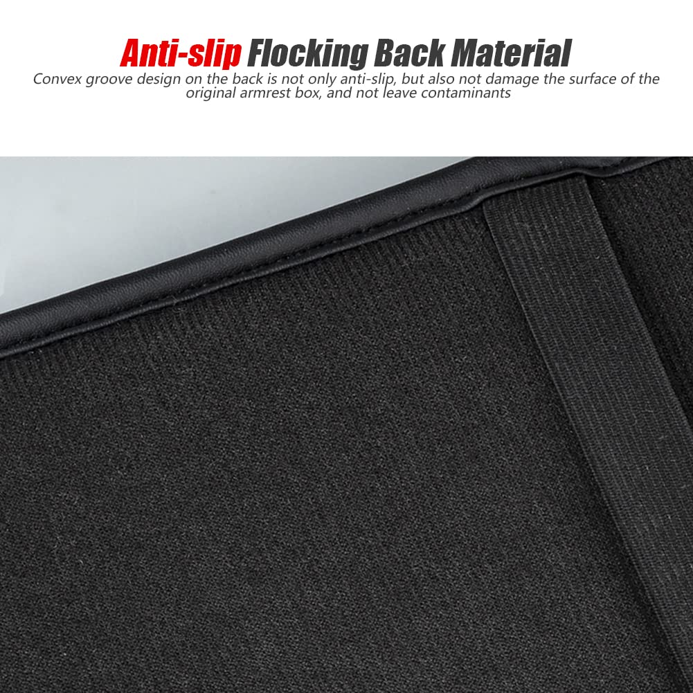 ESKONKE [Upgraded] Car Center Console Cover with 2 Storage Bags - Premium Nappa Leather Armrest Cover, Scratch & Wear Resistant, Waterproof Car Interior Accessories (Classic - Black)