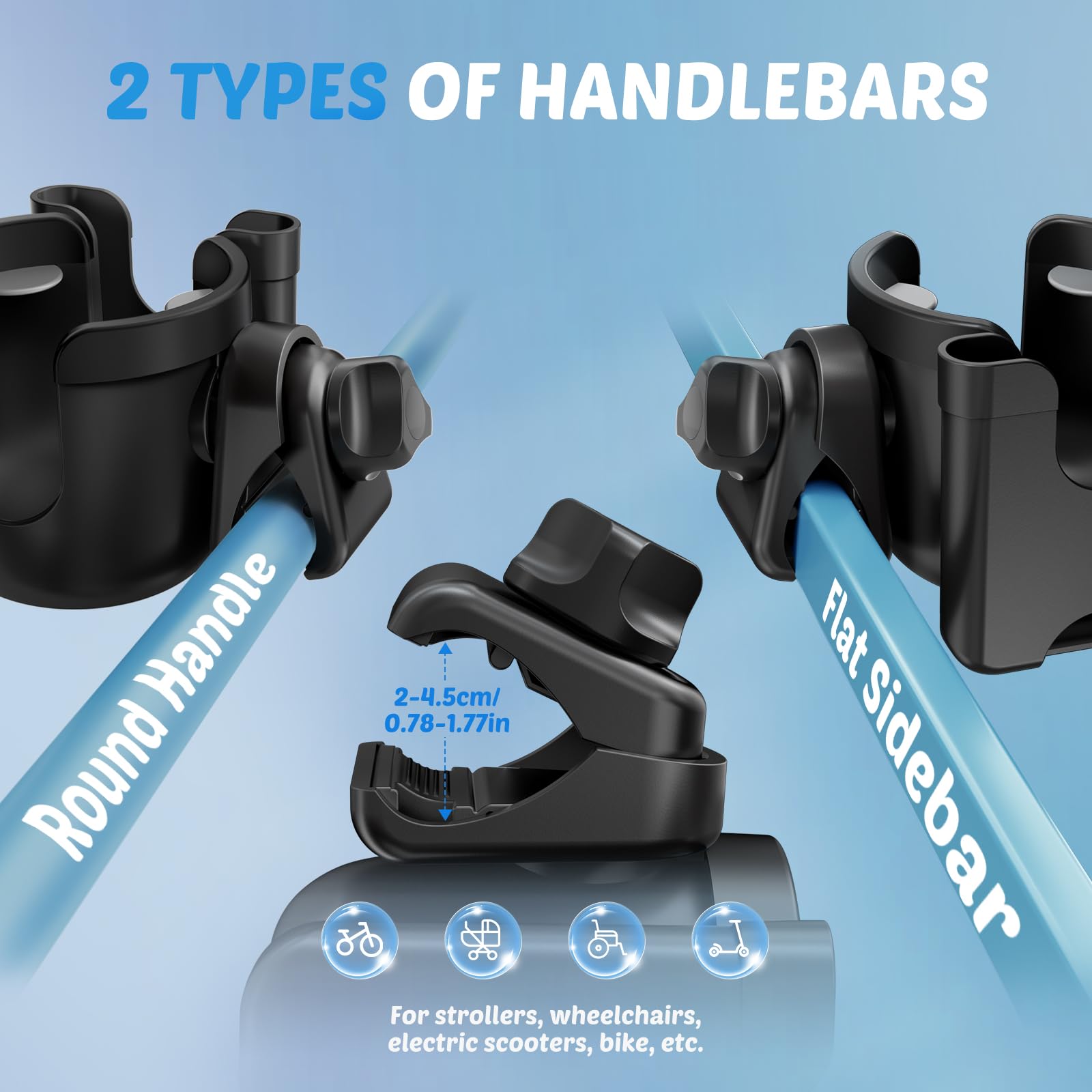 Guiseapue Cup Holder for Walker: Stroller Cup Holder Attachment with Phone Holder, Wheelchair/Stroller Accessories for Uppababy, Nuna, Doona, Rollator, Bike, Scooter, Baby Travel Essential