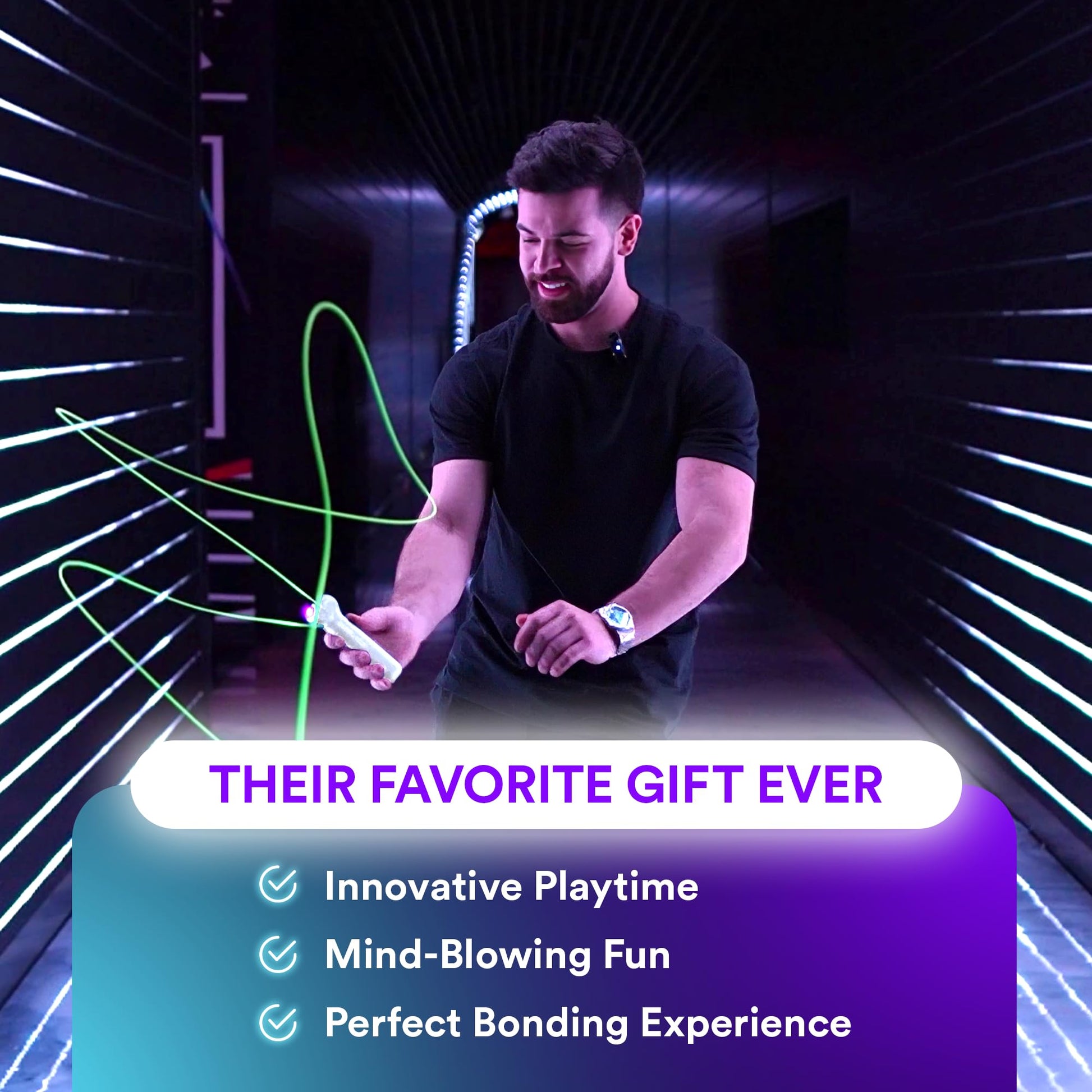 Loop Lasso NANO Glow in the Dark Rave Toys with Built-in UV Blacklight - Interactive Rope Launcher STEM Toy - Viral Flow and String Shooter Toy for Kids and Adults