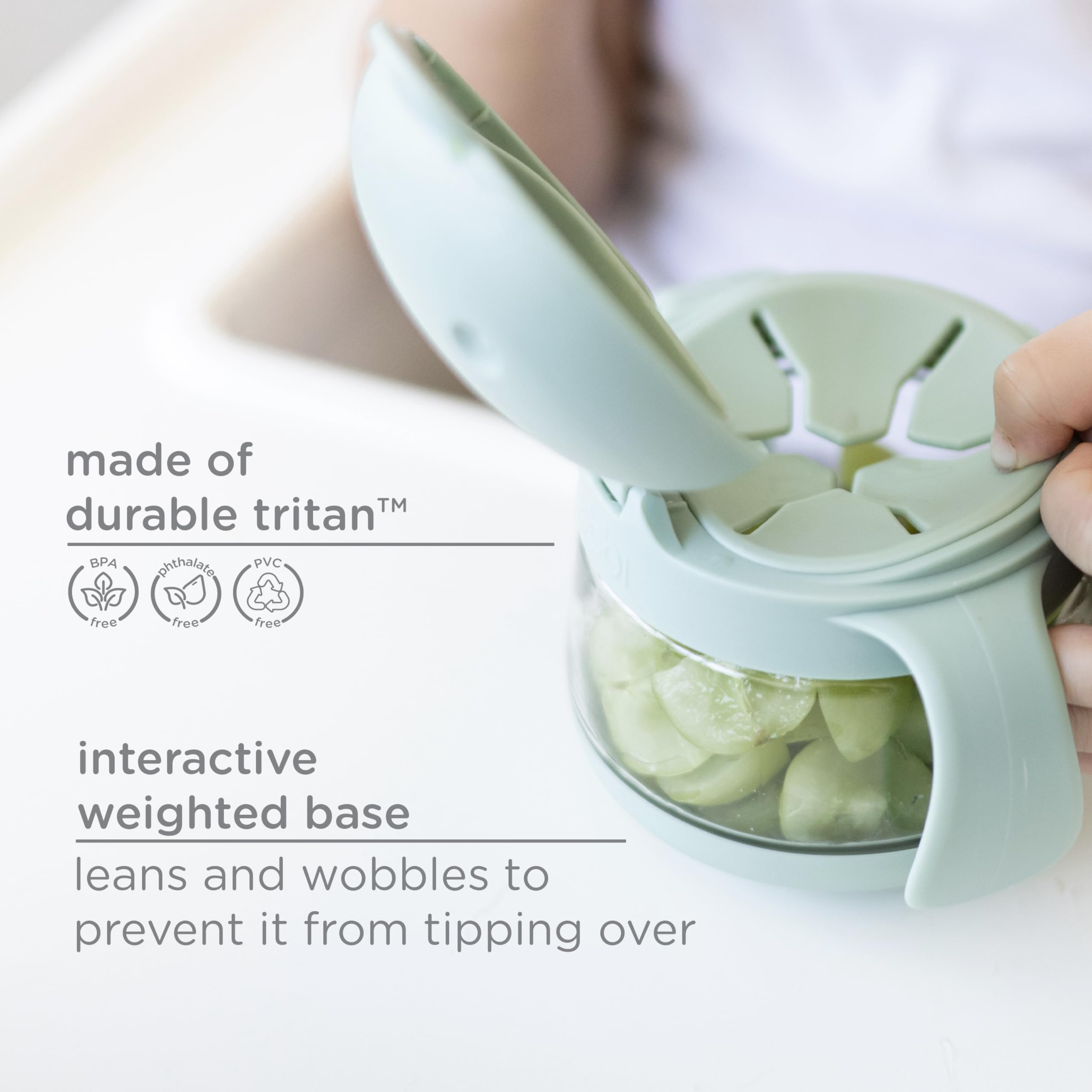 Ubbi Tweat No Spill Snack Container for Kids, BPA-Free, Toddler Snack Container, Sage & Blue