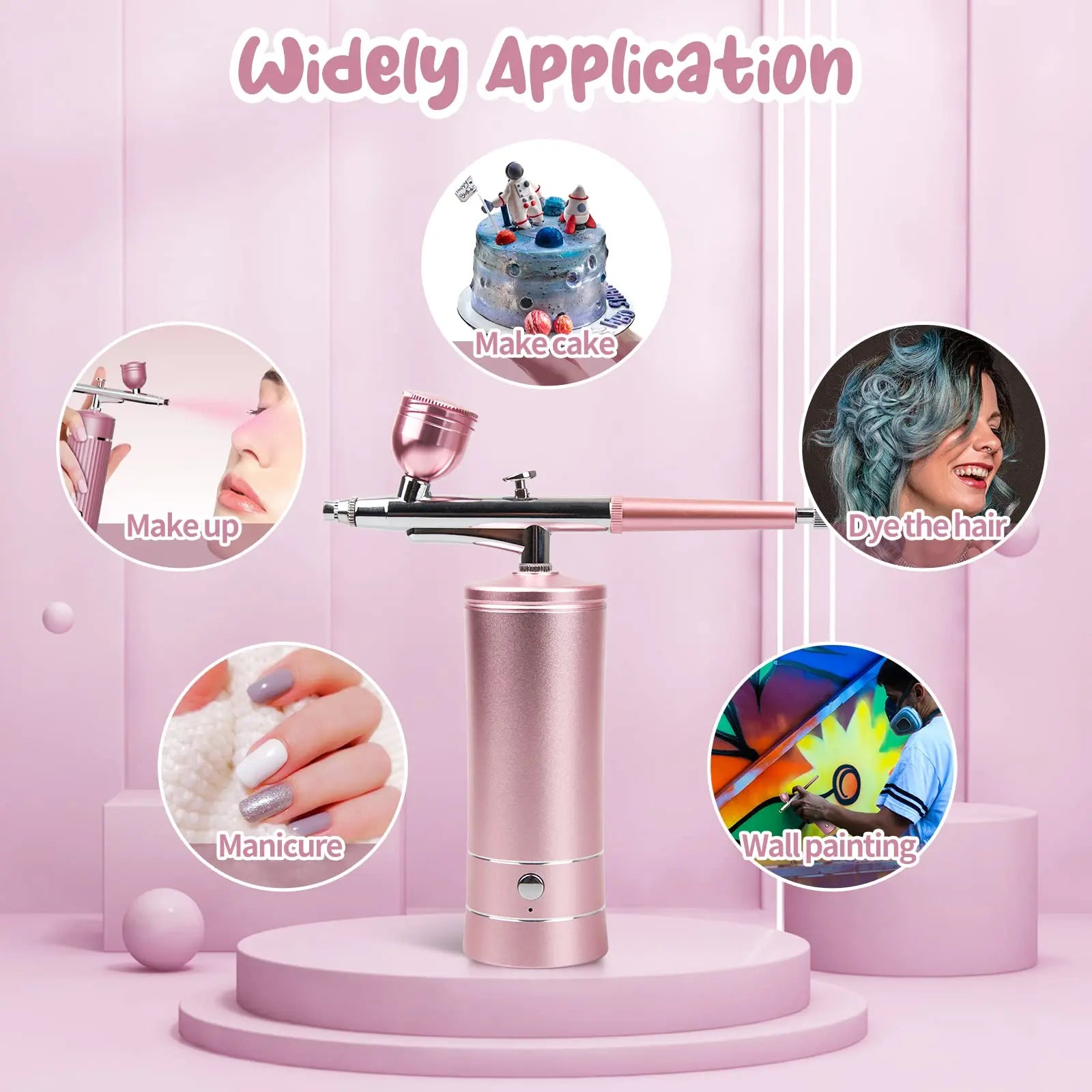 Airbrush-Kit Rechargeable Cordless Airbrush Compressor -Auto Handheld Airbrush Gun, Airbrush Set Portable Wireless Air Brush for Barber, Nail Art, Cake Decor, Makeup, Model Painting