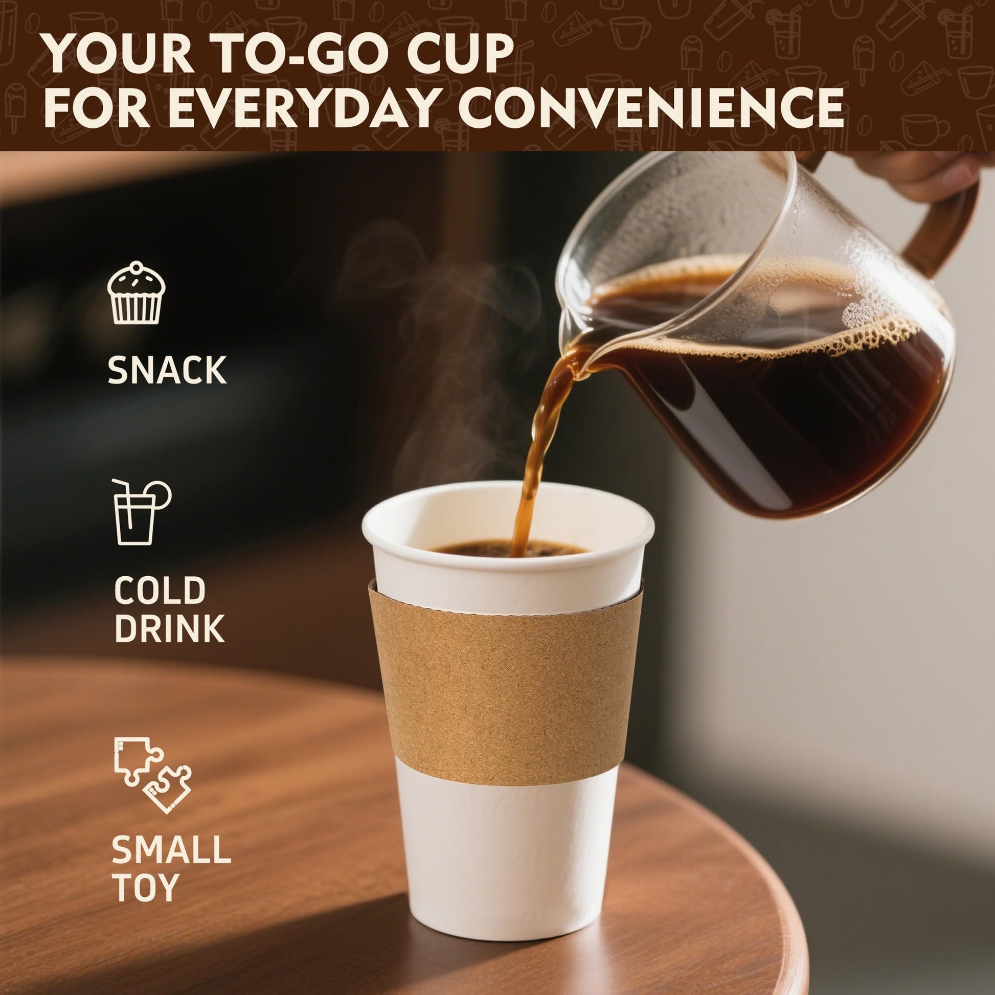 YEEHAW Disposable Coffee Cups with Lids 16 oz 50 Pack, Coffee cups with Lids and Sleeves, To Go Coffee Cups, Hot Paper Cups for Hot Beverages in Party, Family, Office, Upgraded