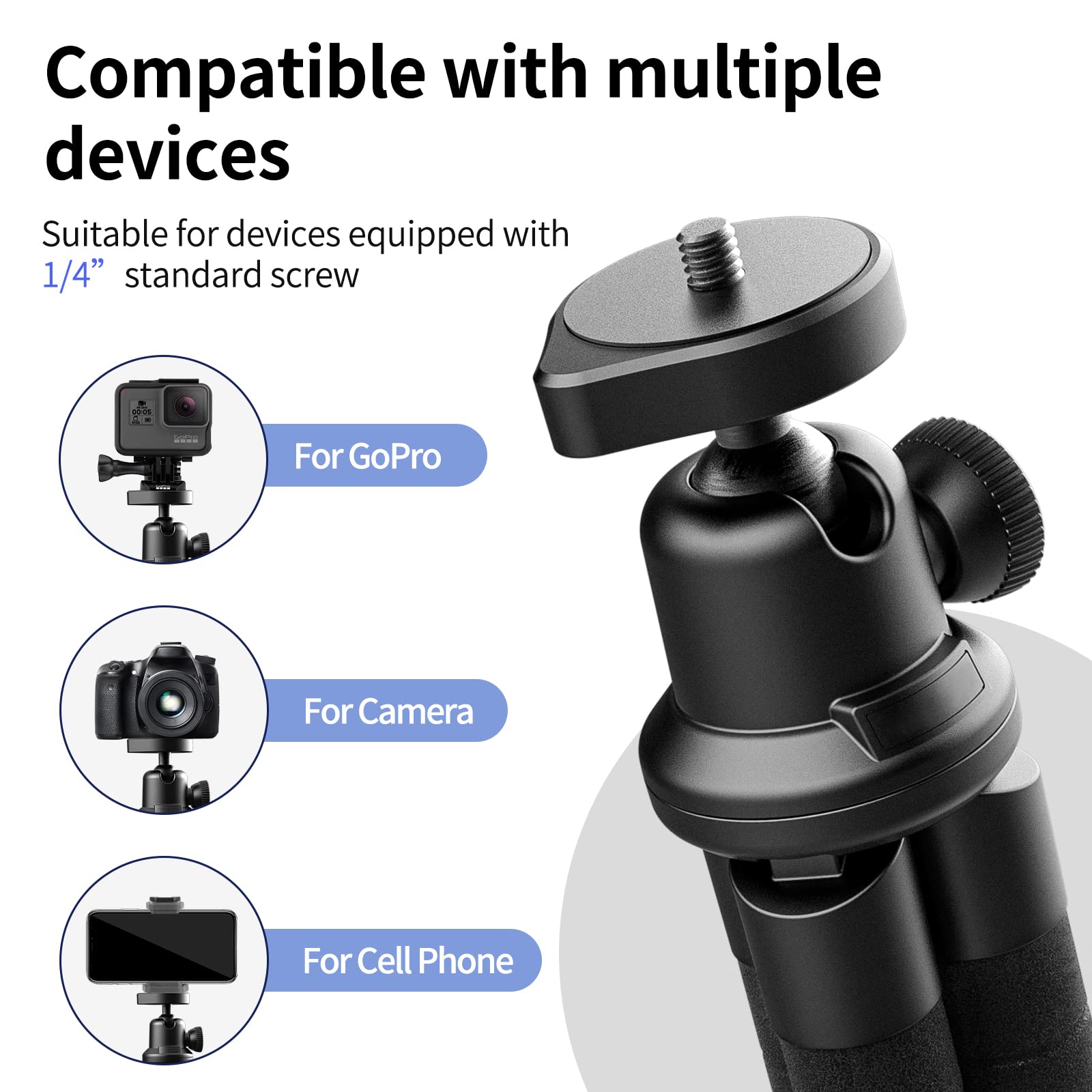 Aureday Phone Tripod, Flexible Tripod for iPhone and Android Cell Phone, Come with Wireless Remote and Clip for Video Recording/Vlogging/Selfie