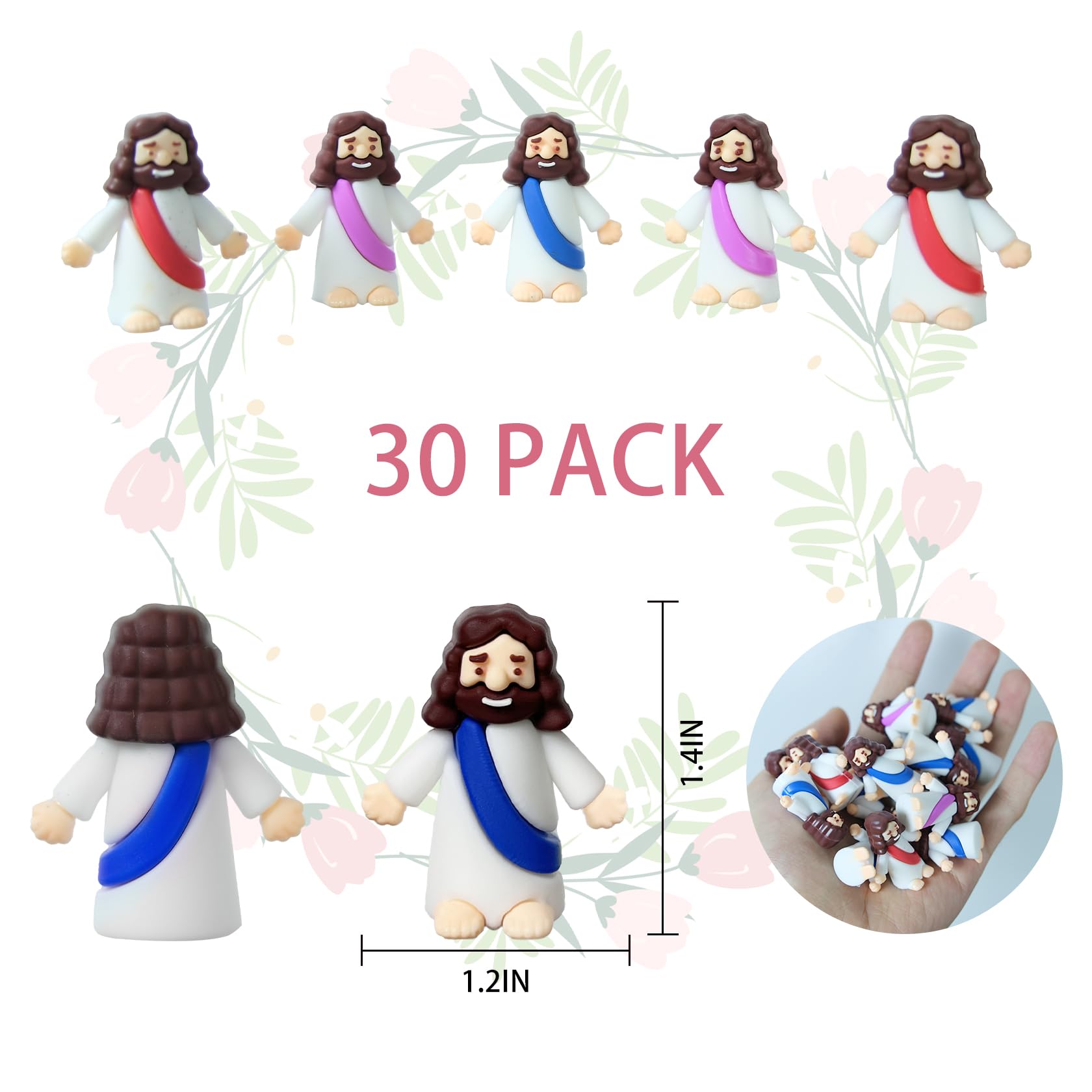 AKFAHOIF 30Pcs Little Jesus Figures, Set of 30pcs Action Figures Mini Jesus Figurines in Bulk, Tiny Jesus Figures to Hide and Seek Religious Gifts for Easter Egg Stuffers Fillers