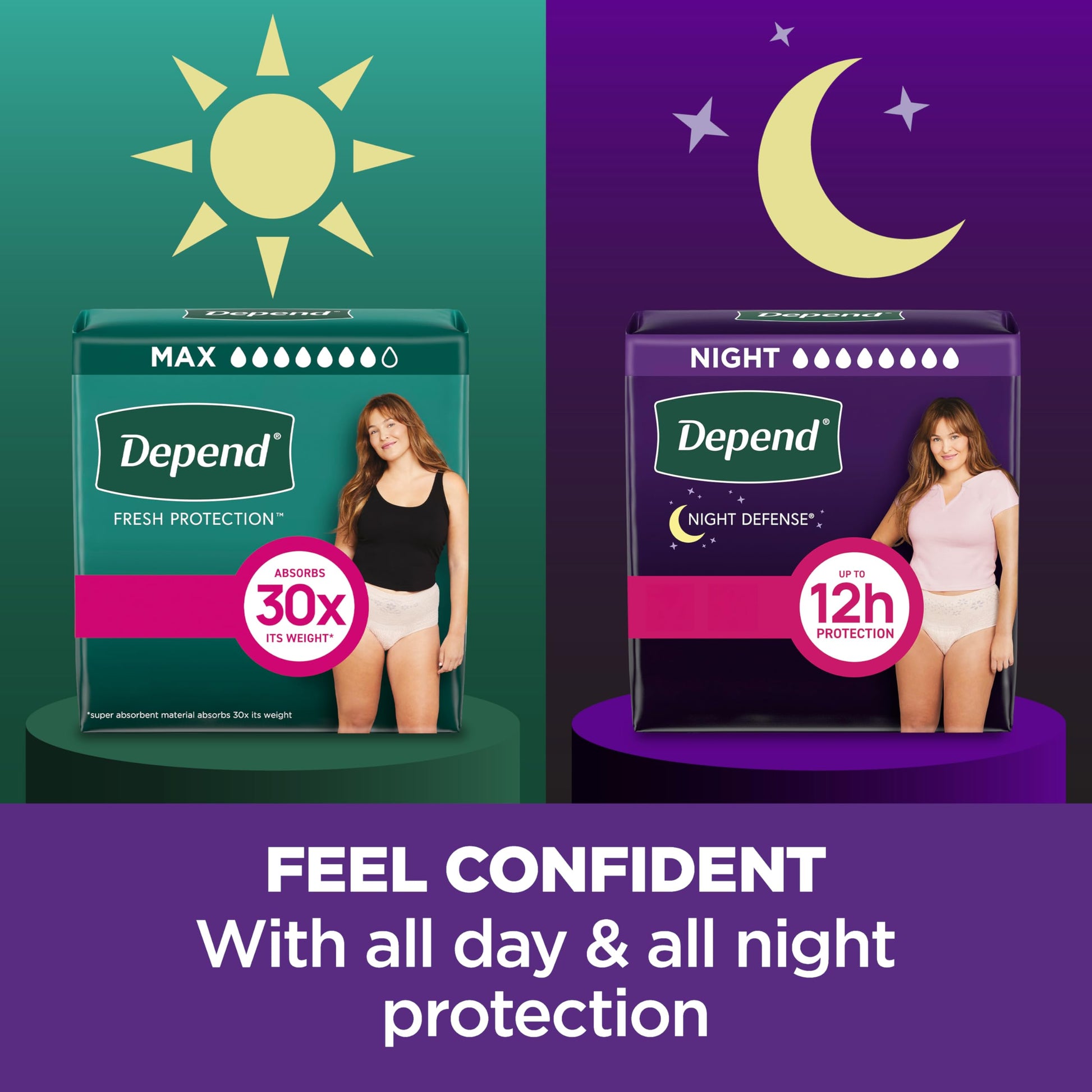 Depend Night Defense Adult Incontinence & Postpartum Bladder Leak Underwear for Women, Disposable, Overnight, Medium, Blush, 60 Count (4 Packs of 15), Packaging May Vary